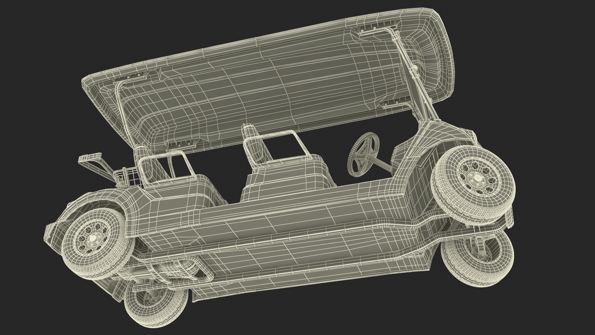 Four Seat Electric Car Yamaha Red Rigged for Maya 3D model