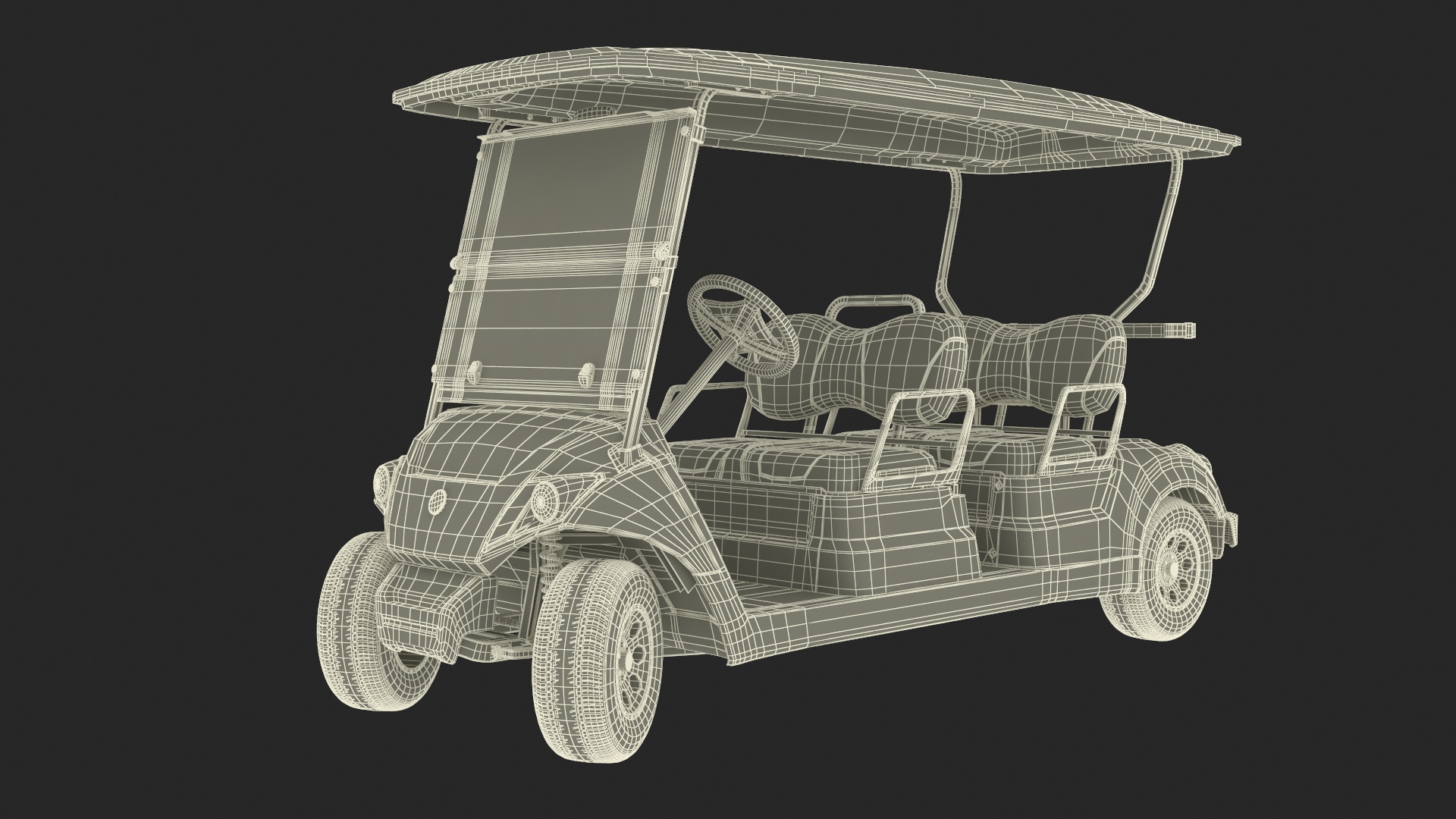 Four Seat Electric Car Yamaha Red Rigged for Maya 3D model