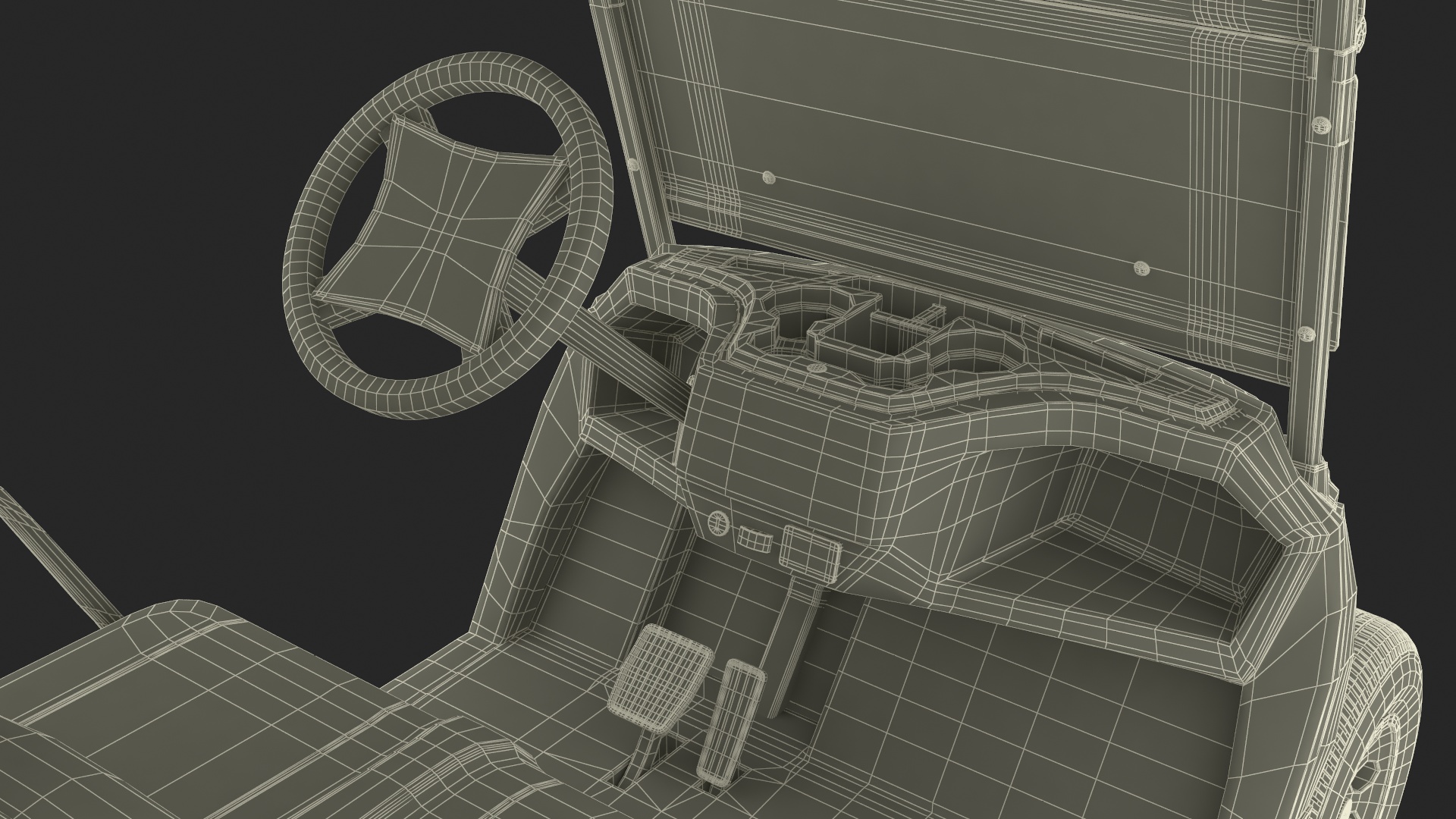 Four Seat Electric Car Yamaha Red Rigged for Maya 3D model