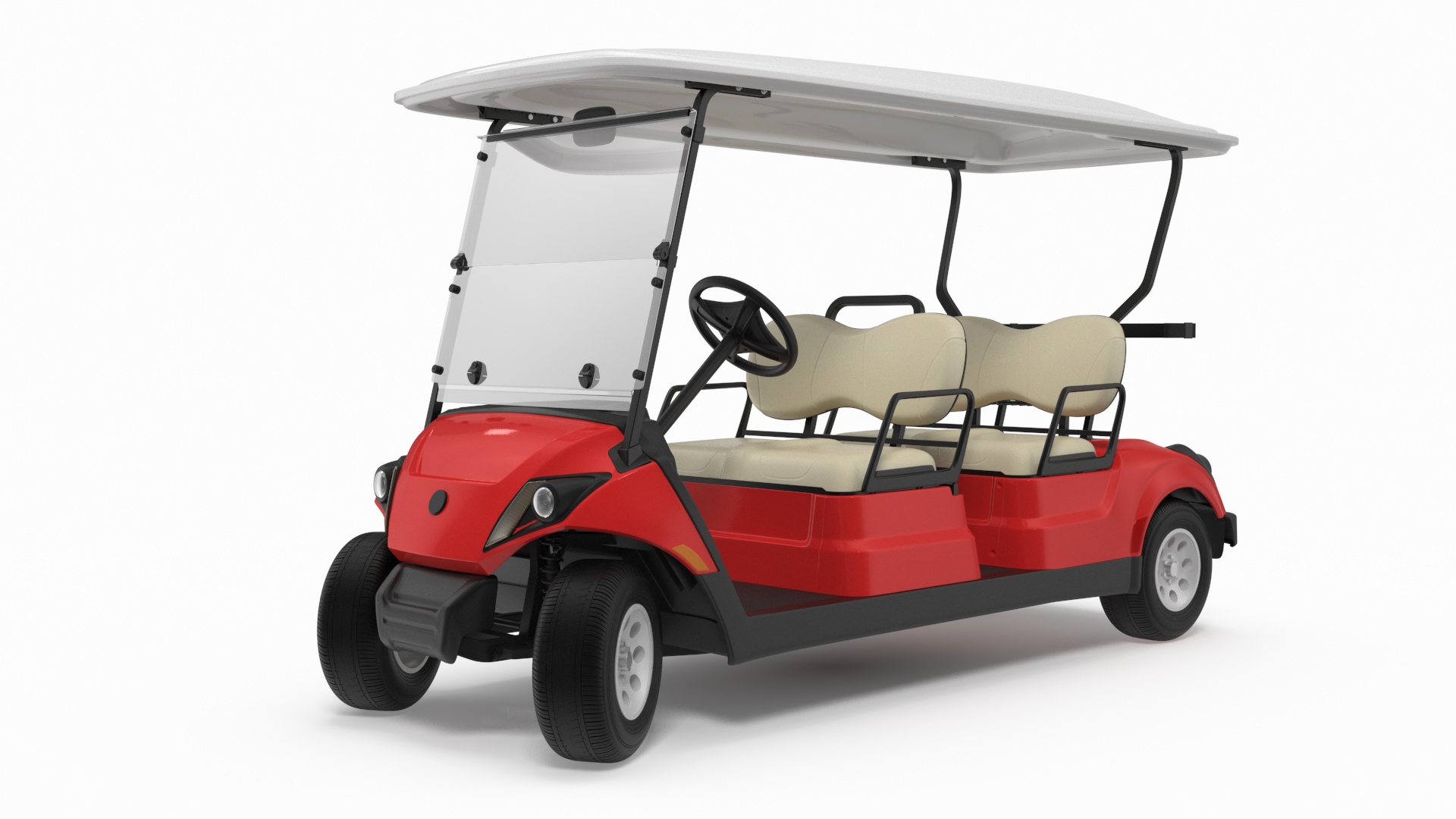 Four Seat Electric Car Yamaha Red Rigged for Maya 3D model
