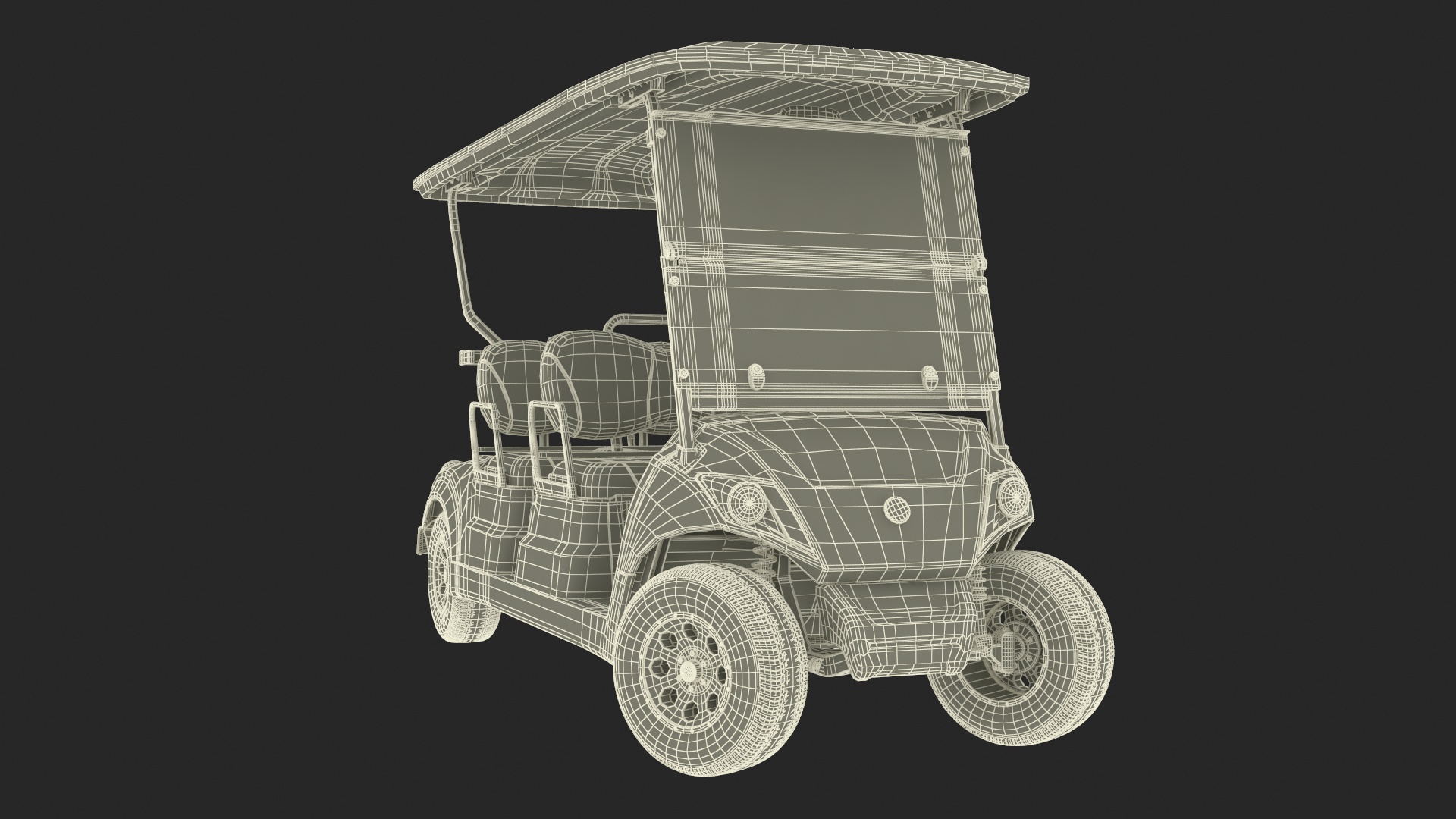 Four Seat Electric Car Yamaha Red Rigged for Maya 3D model