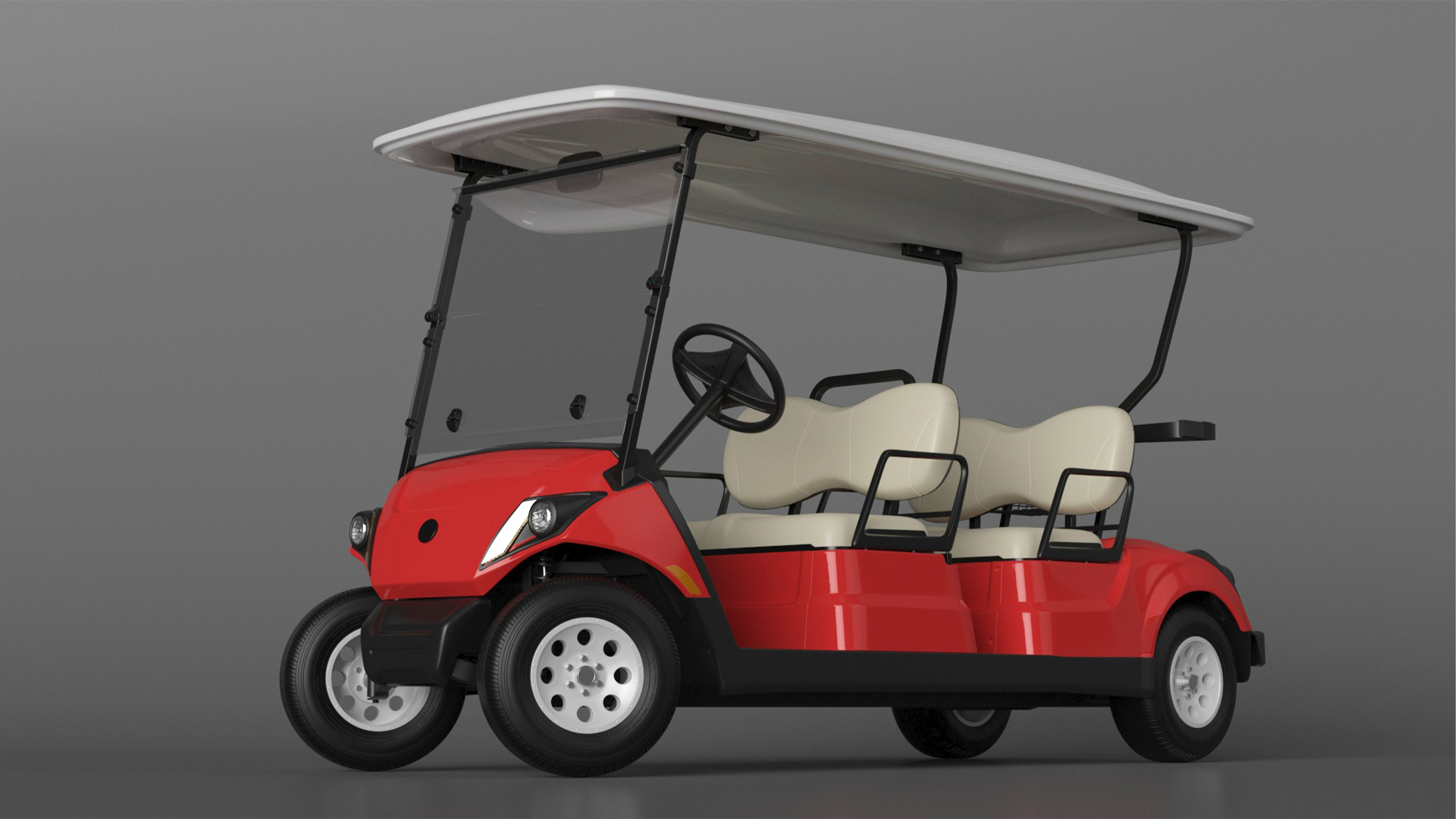 Four Seat Electric Car Yamaha Red Rigged for Maya 3D model