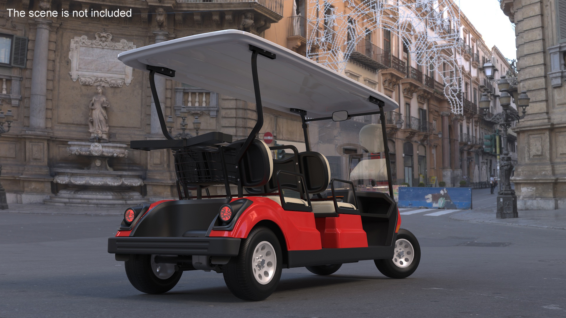 Four Seat Electric Car Yamaha Red Rigged for Maya 3D model