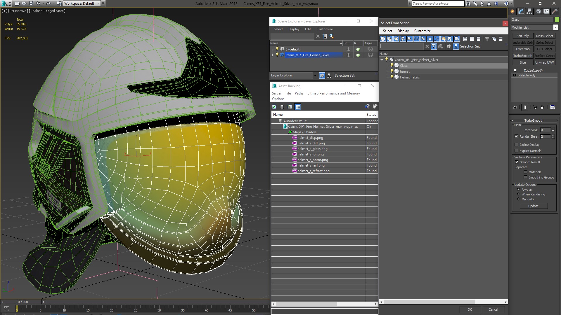 Cairns XF1 Fire Helmet Silver 3D model