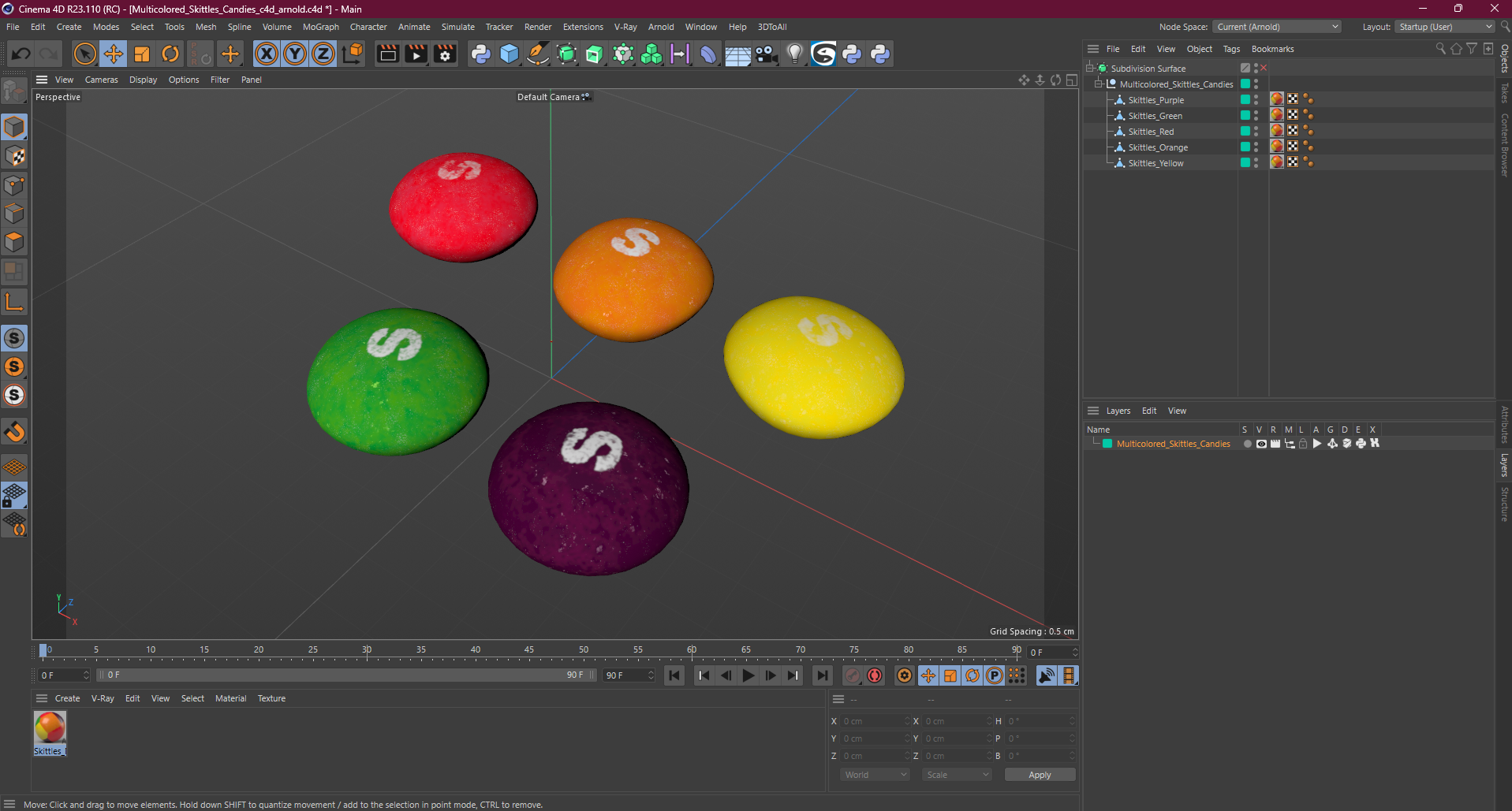 Multicolored Skittles Candies 3D model