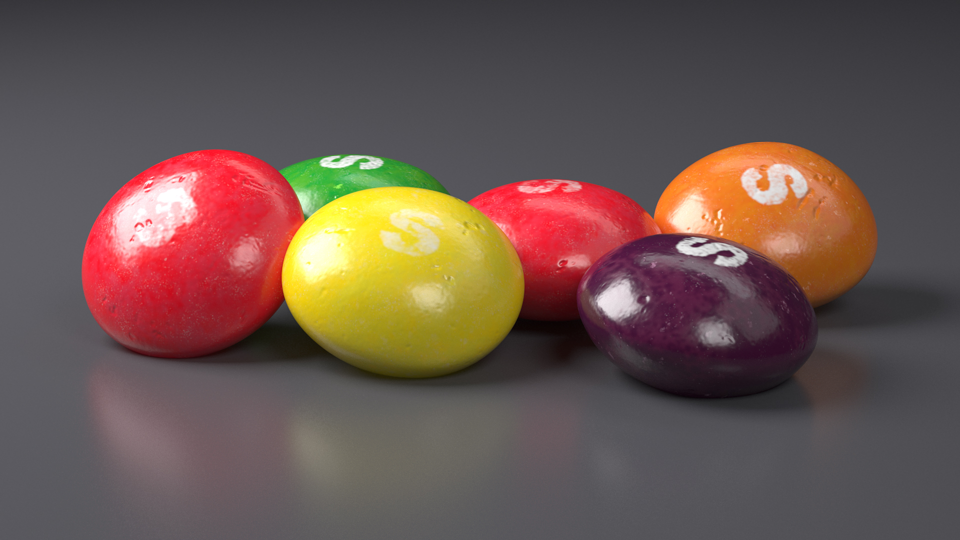 Multicolored Skittles Candies 3D model