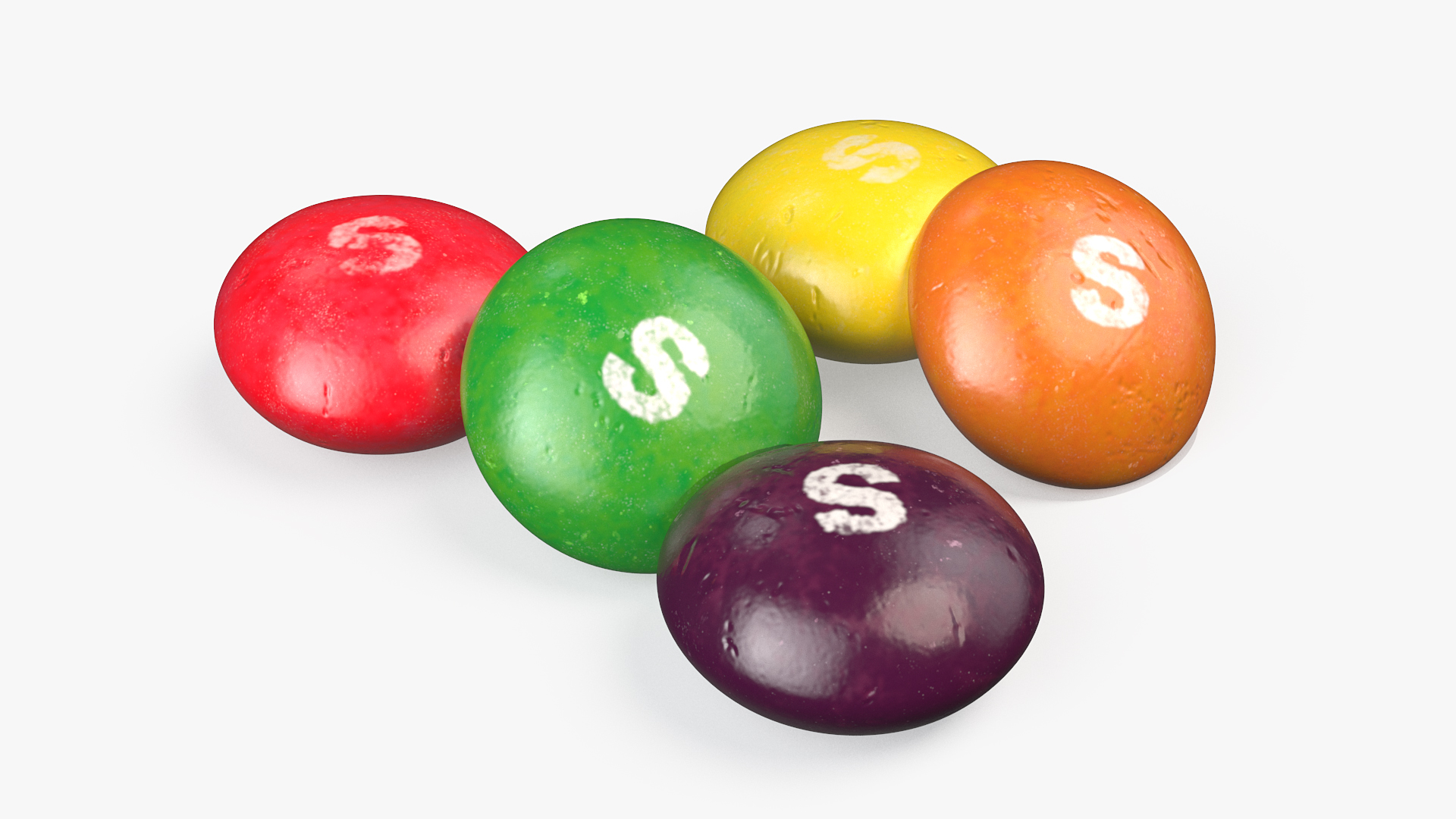 Multicolored Skittles Candies 3D model