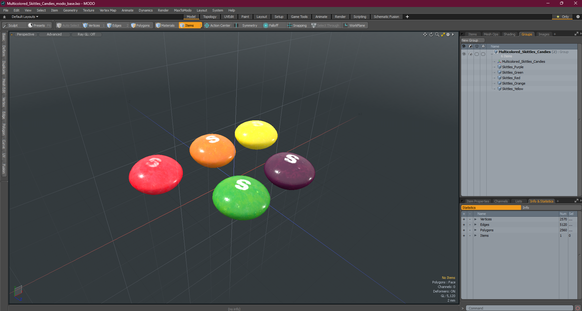Multicolored Skittles Candies 3D model