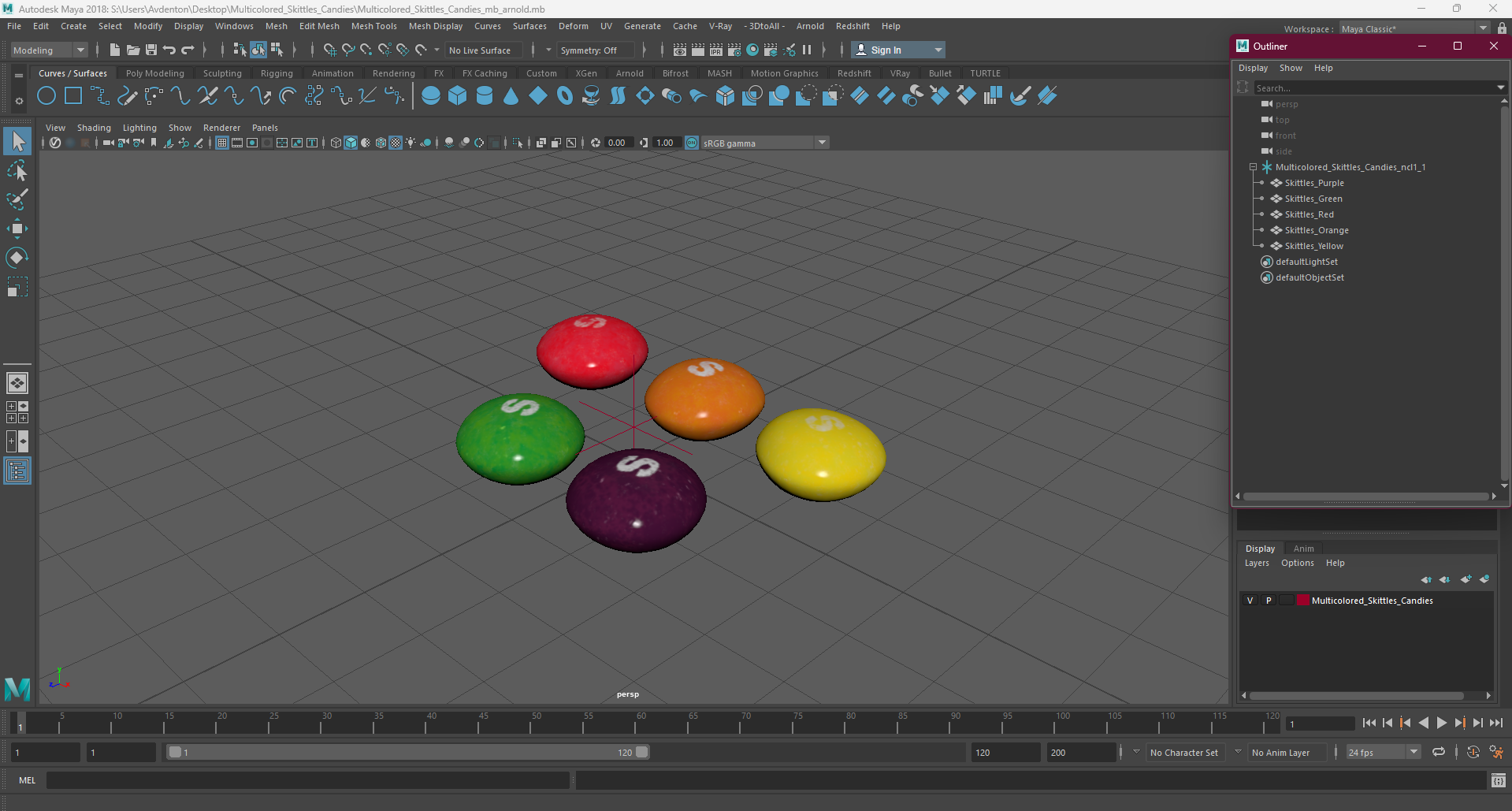 Multicolored Skittles Candies 3D model