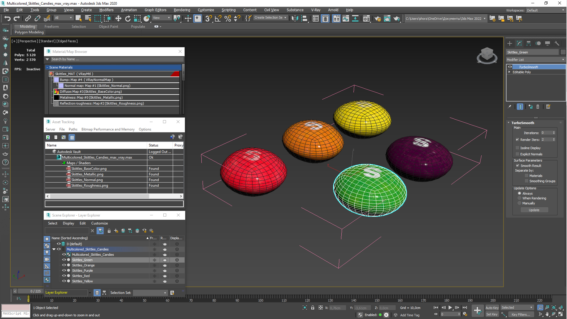 Multicolored Skittles Candies 3D model