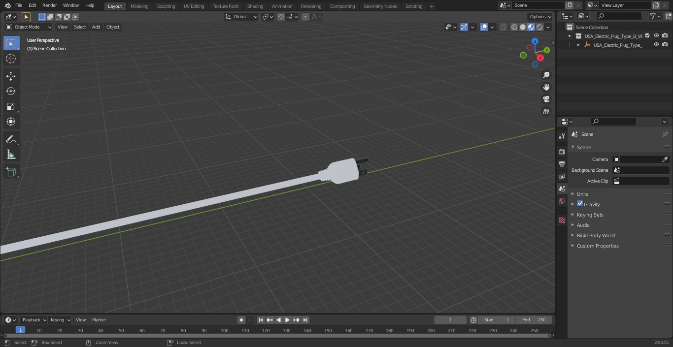 3D model USA Electric Plug Type B White