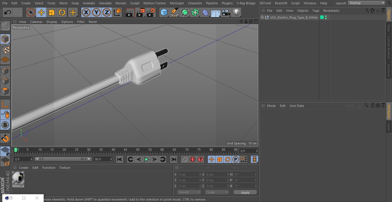 3D model USA Electric Plug Type B White