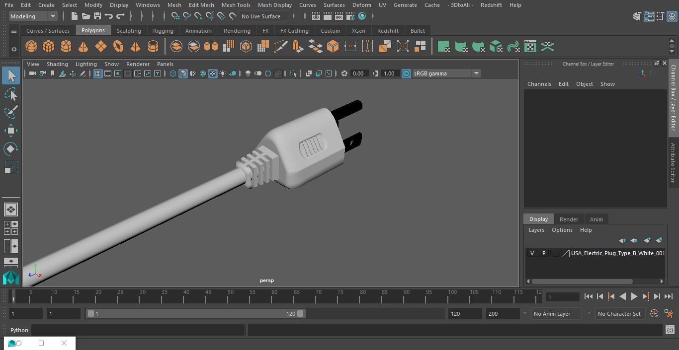 3D model USA Electric Plug Type B White