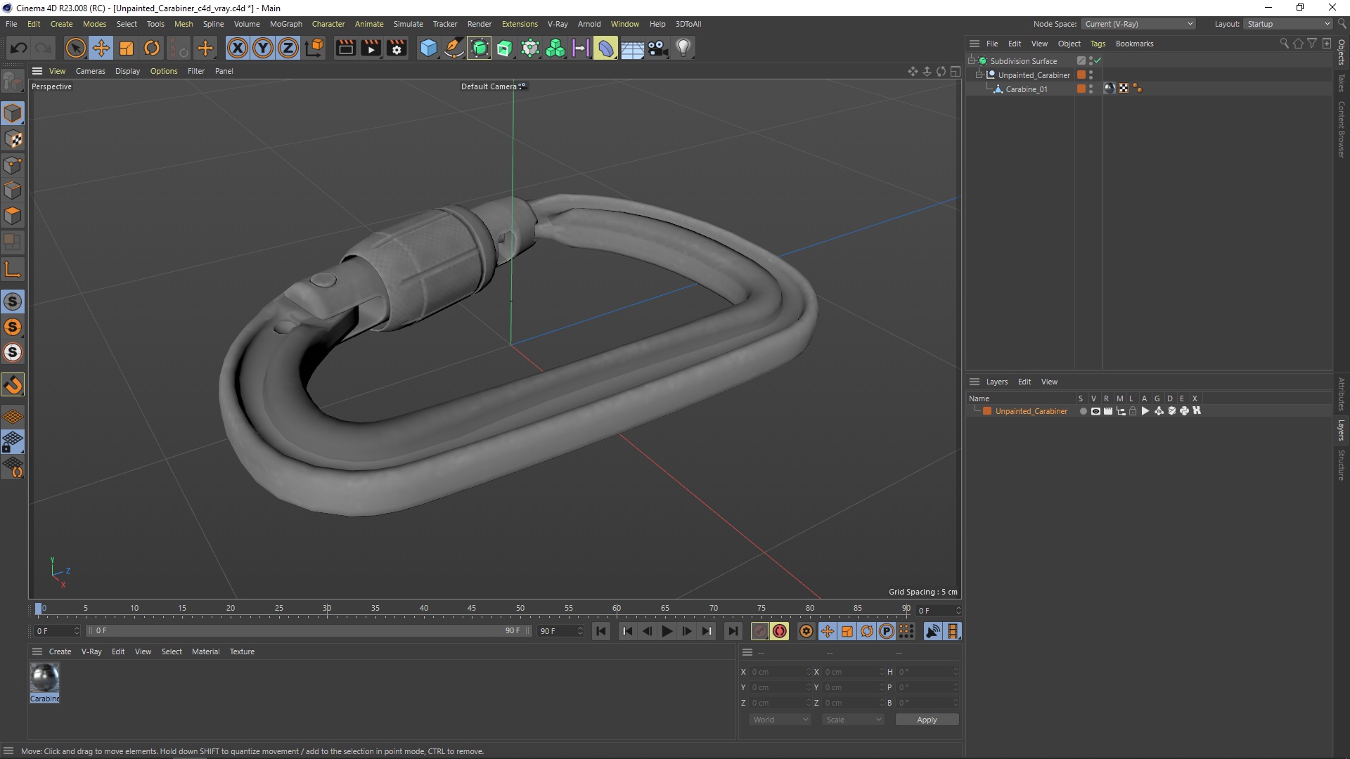 Unpainted Carabiner 3D model
