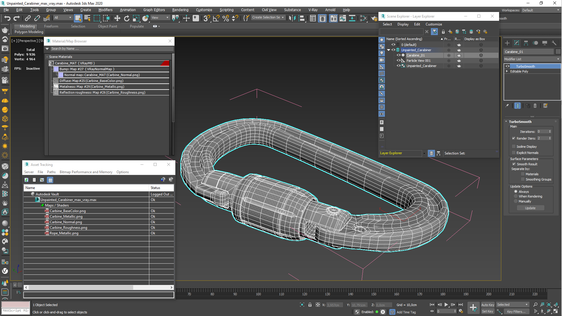 Unpainted Carabiner 3D model
