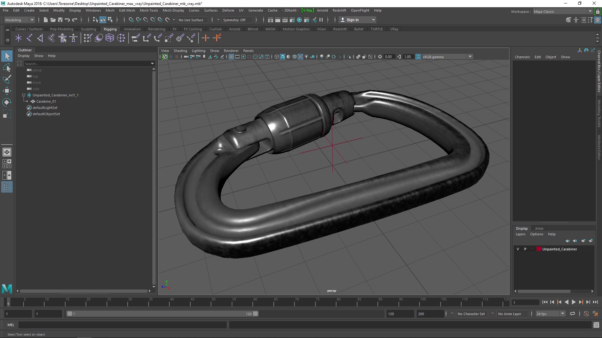 Unpainted Carabiner 3D model