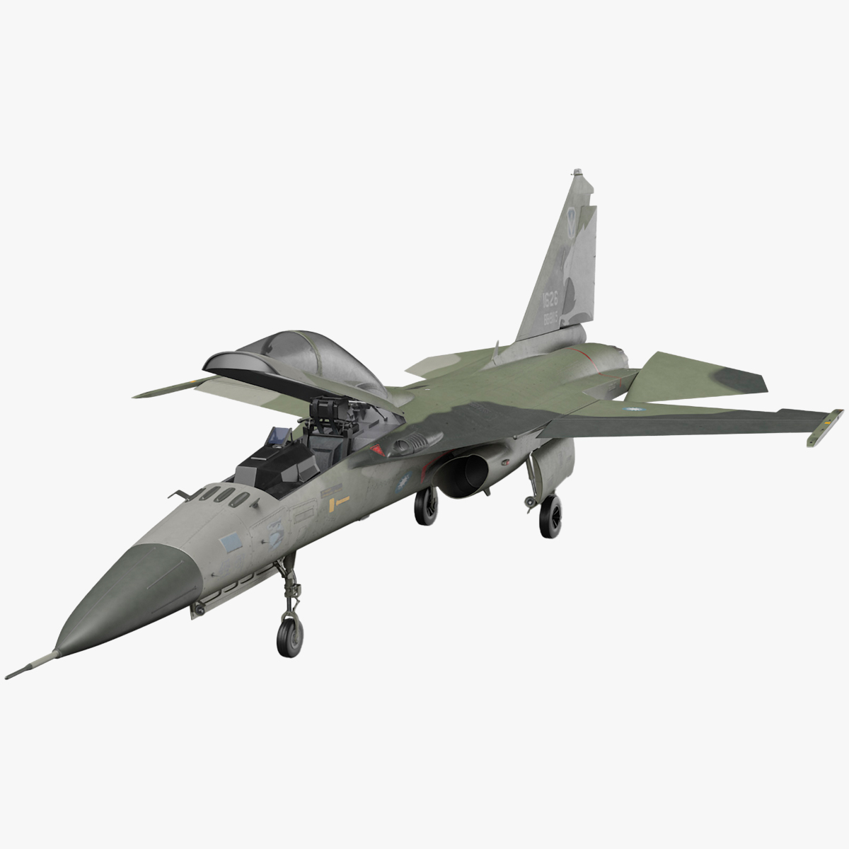 3D AIDC F-CK-1 Unarmed Fighter Jet Green Rigged for Cinema 4D model