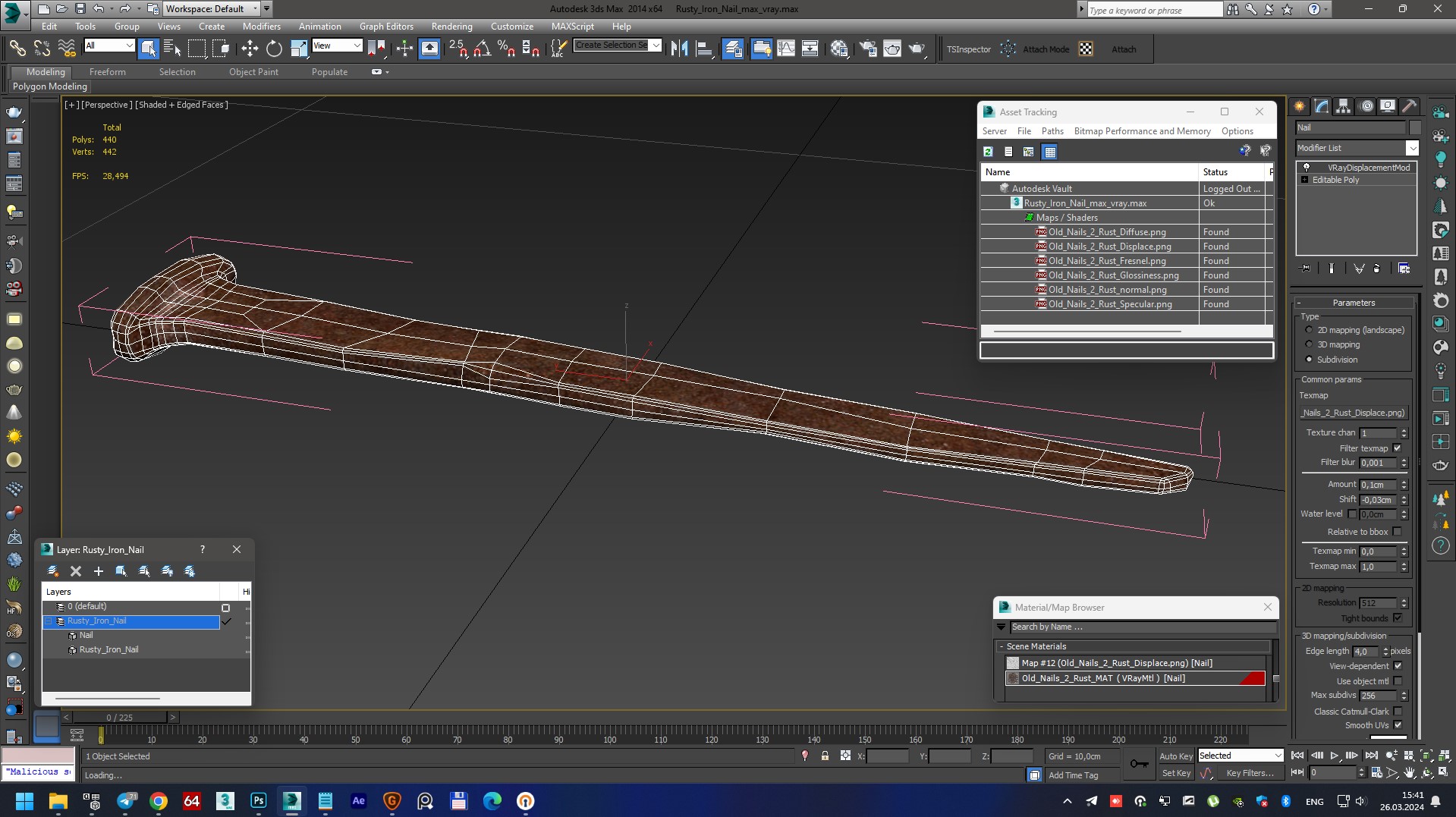 3D model Rusty Iron Nail