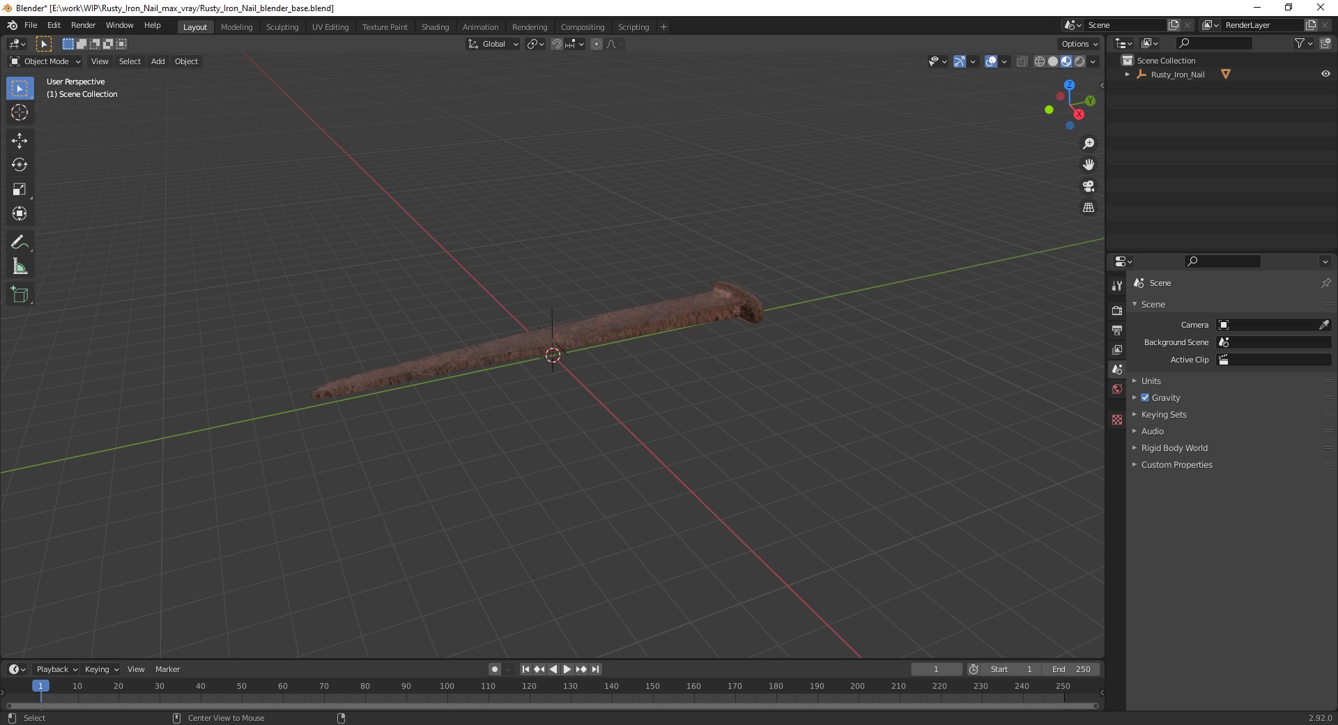 3D model Rusty Iron Nail