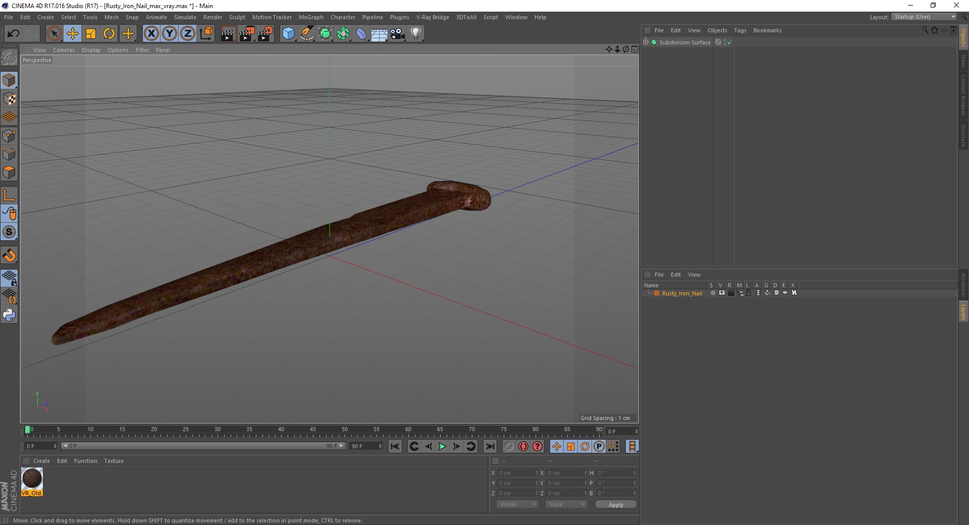3D model Rusty Iron Nail