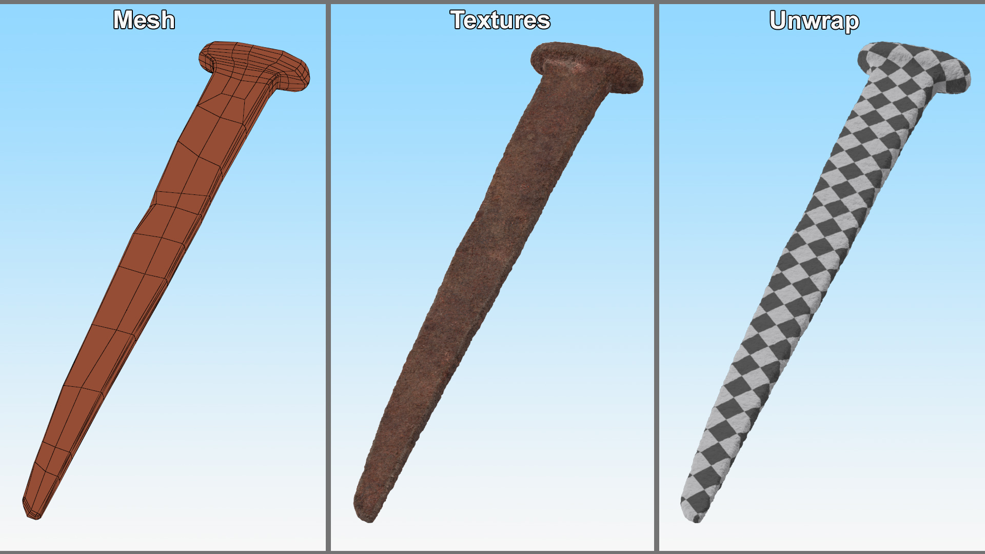 3D model Rusty Iron Nail