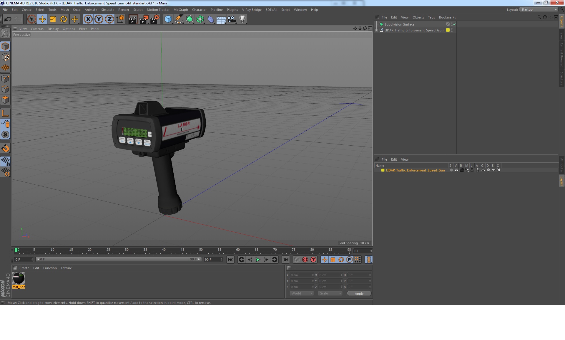 3D model LIDAR Traffic Enforcement Speed Gun