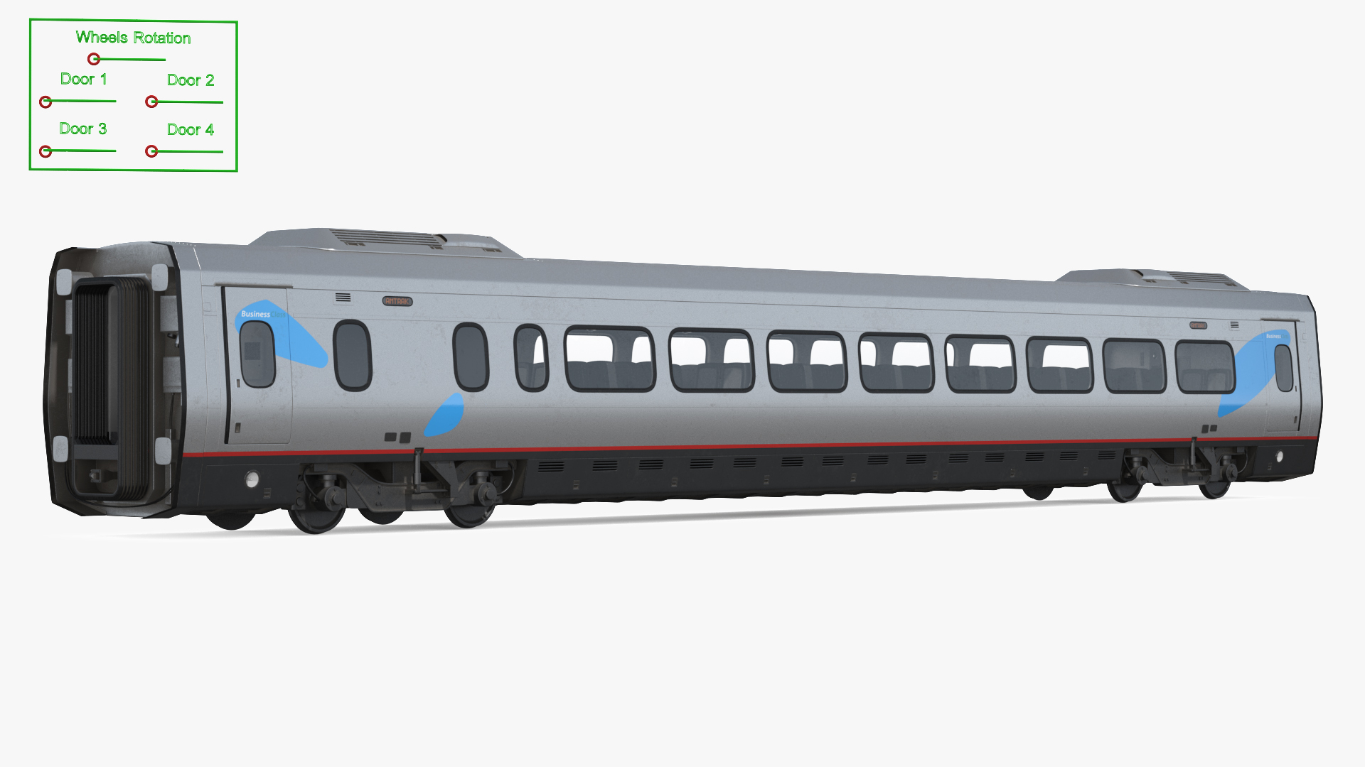 3D Acela Express Coach Rigged