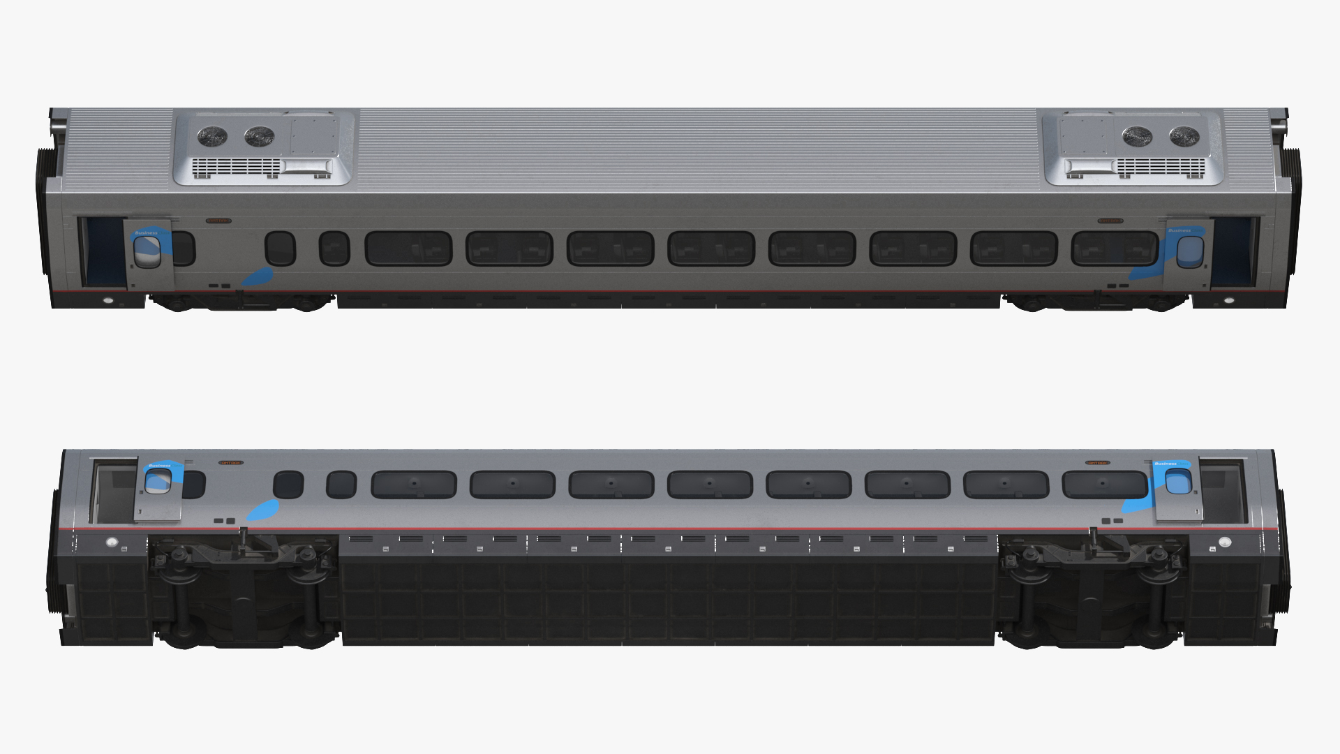 3D Acela Express Coach Rigged