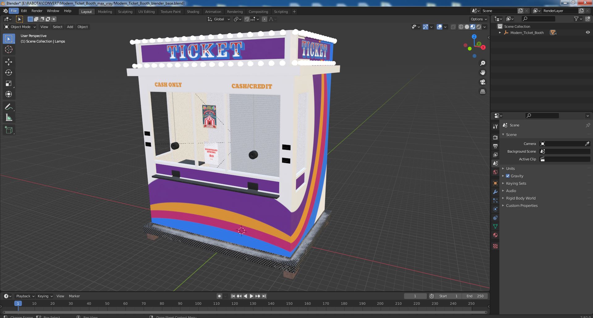 Modern Ticket Booth 3D model