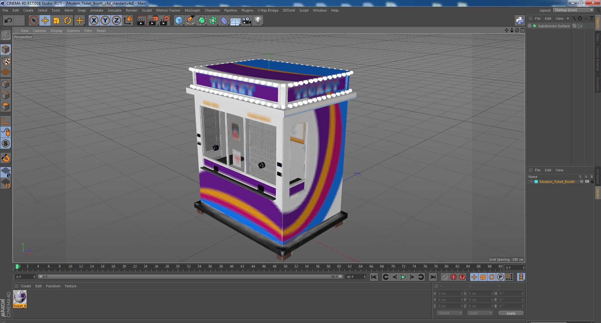 Modern Ticket Booth 3D model
