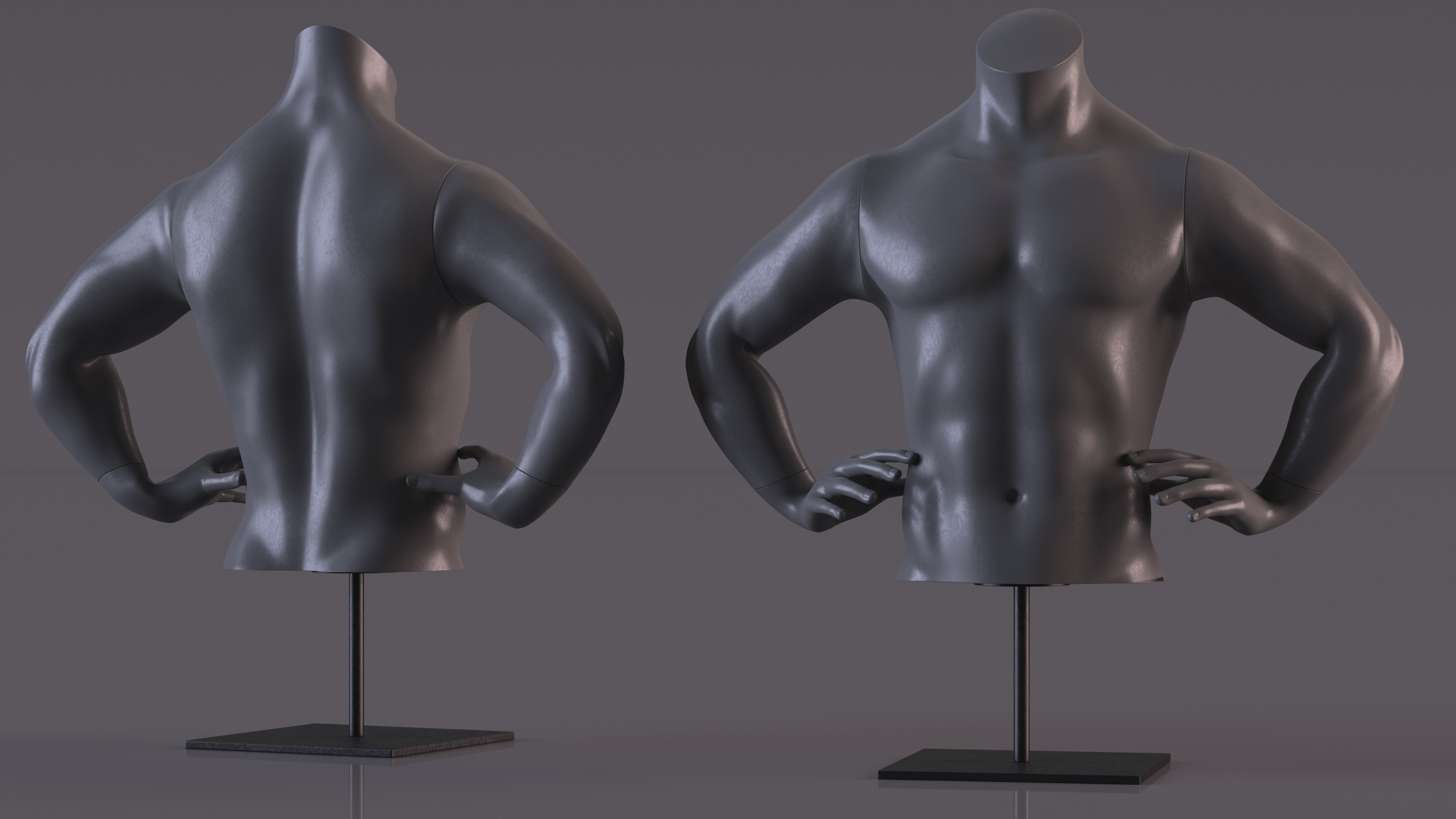 Black Man Sports Mannequin Torso 3D