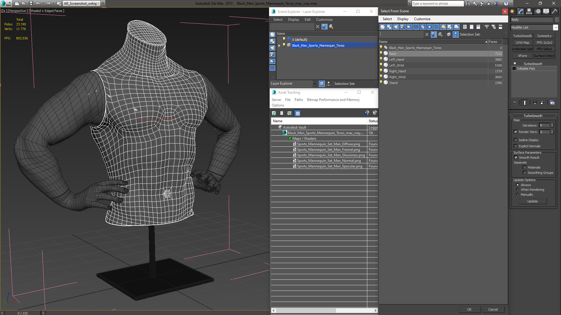 Black Man Sports Mannequin Torso 3D