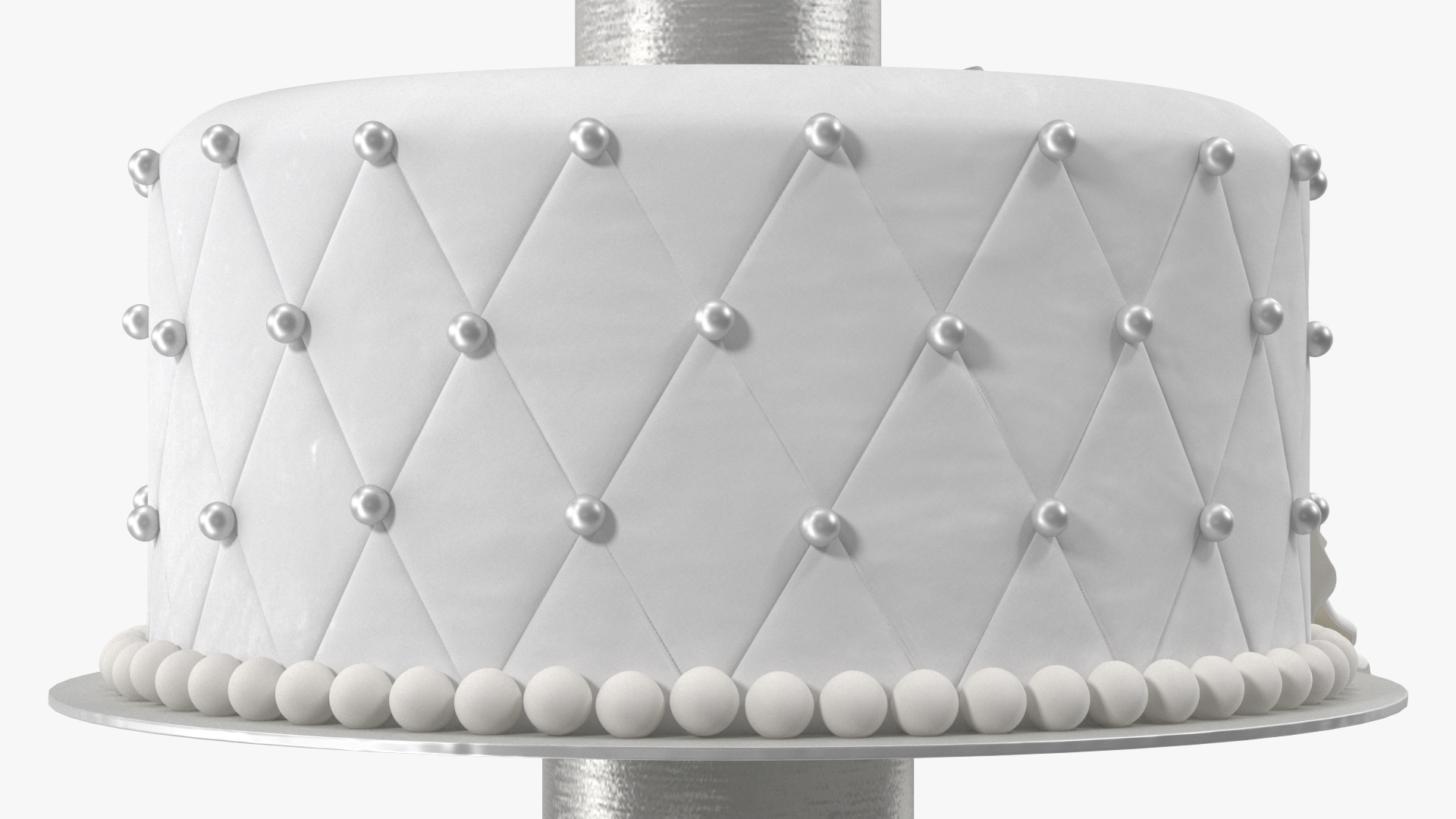 3D model White Three Tier Wedding Cake with Roses