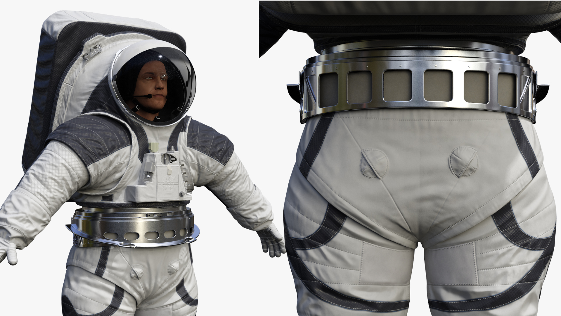 Astronaut Wearing xEMU Spacesuit 3D