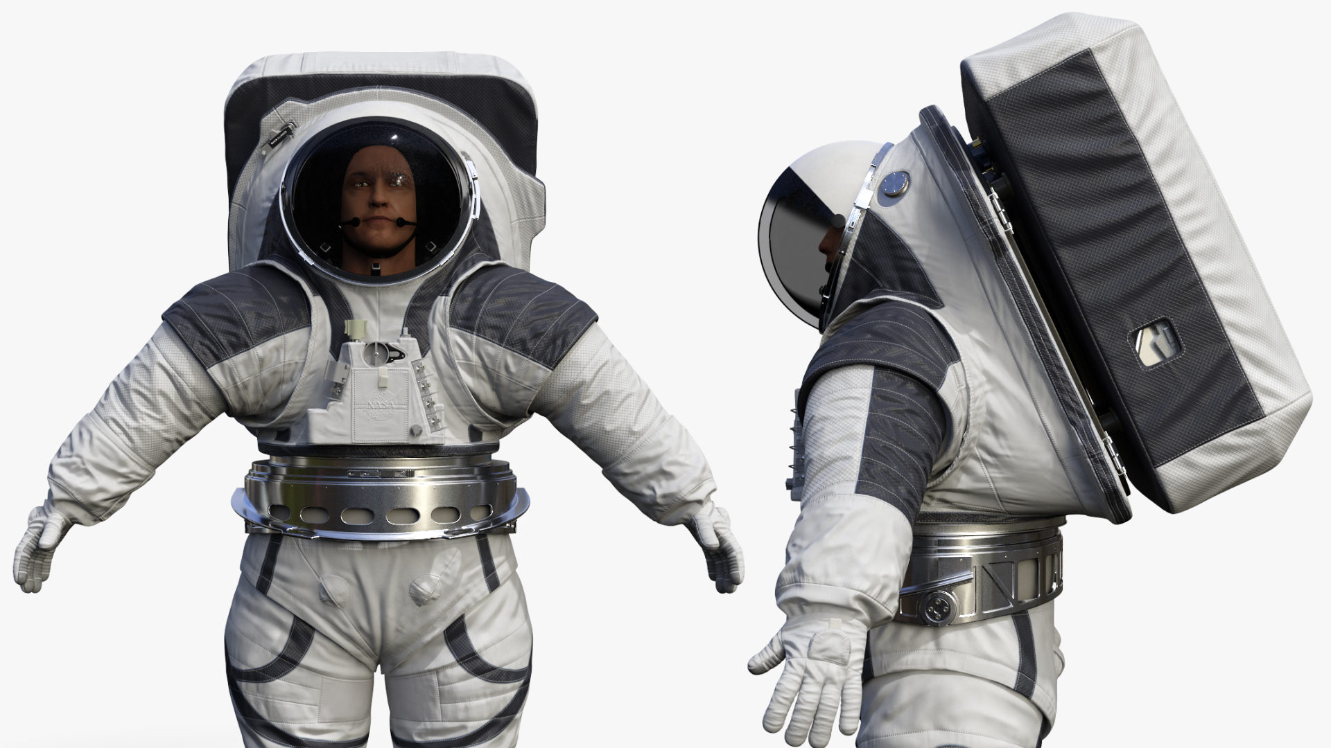 Astronaut Wearing xEMU Spacesuit 3D