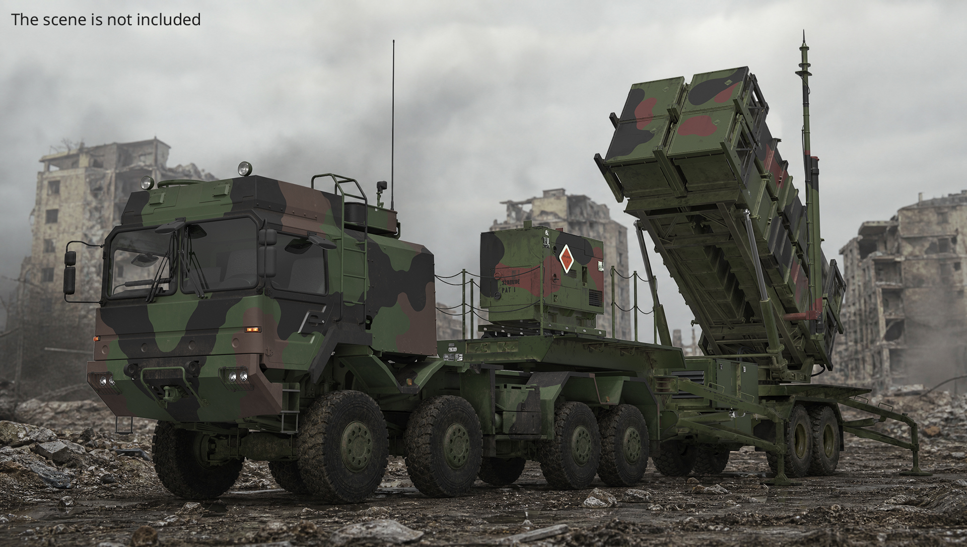Military Truck with MIM-104 Patriot SAM Rigged, view 2