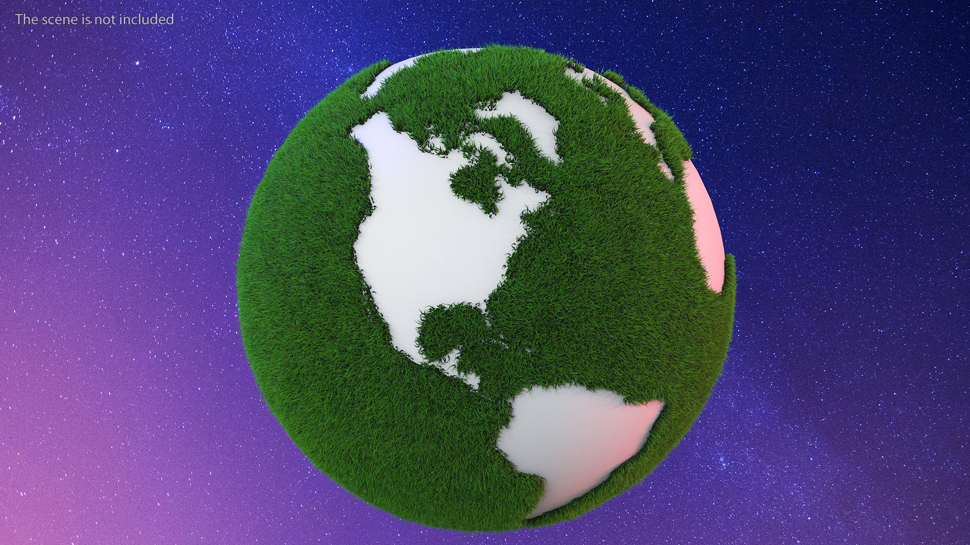 Stylized Earth with Grass Texture Fur 3D