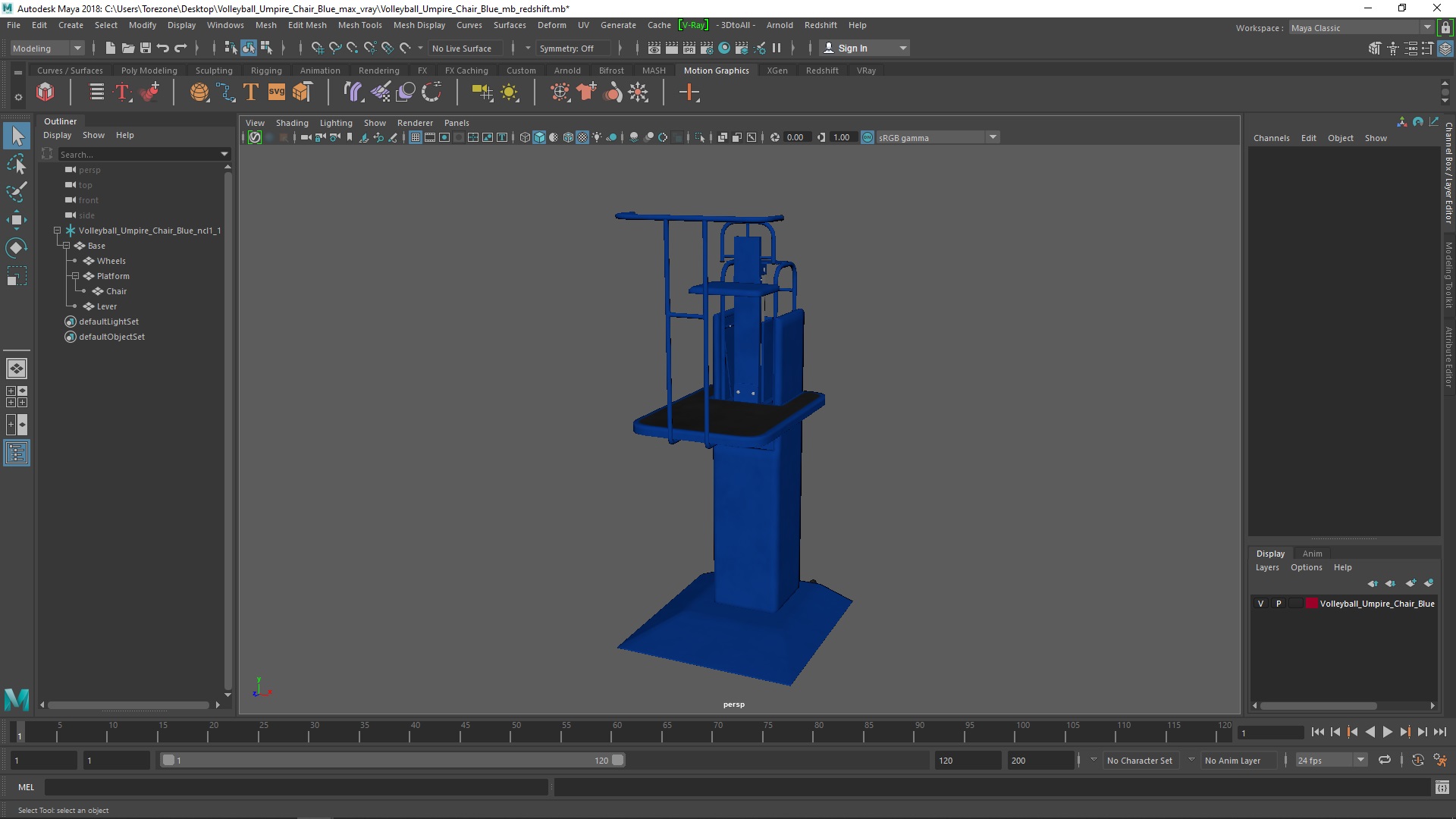 3D Volleyball Umpire Chair Blue model