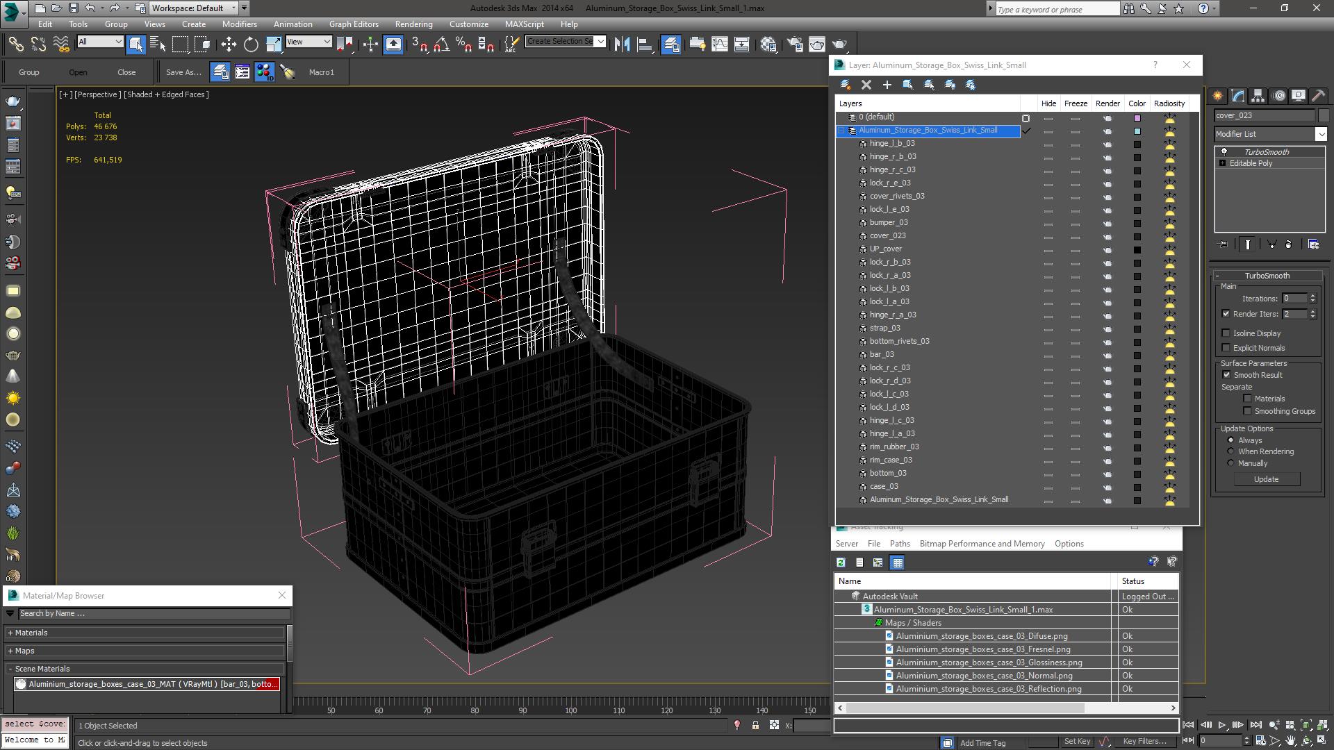 Aluminum Storage Box Swiss Link Small 3D