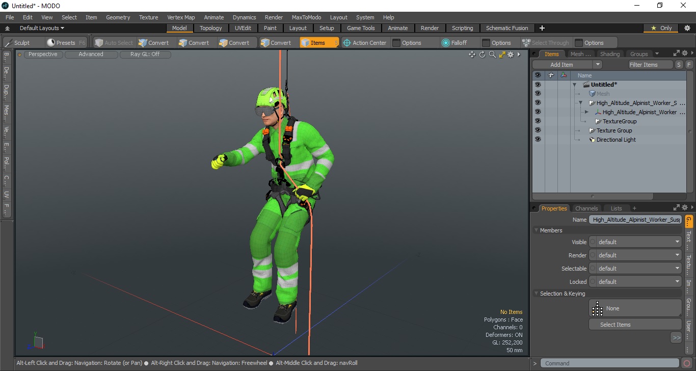 High Altitude Alpinist Worker Suspended 3D model