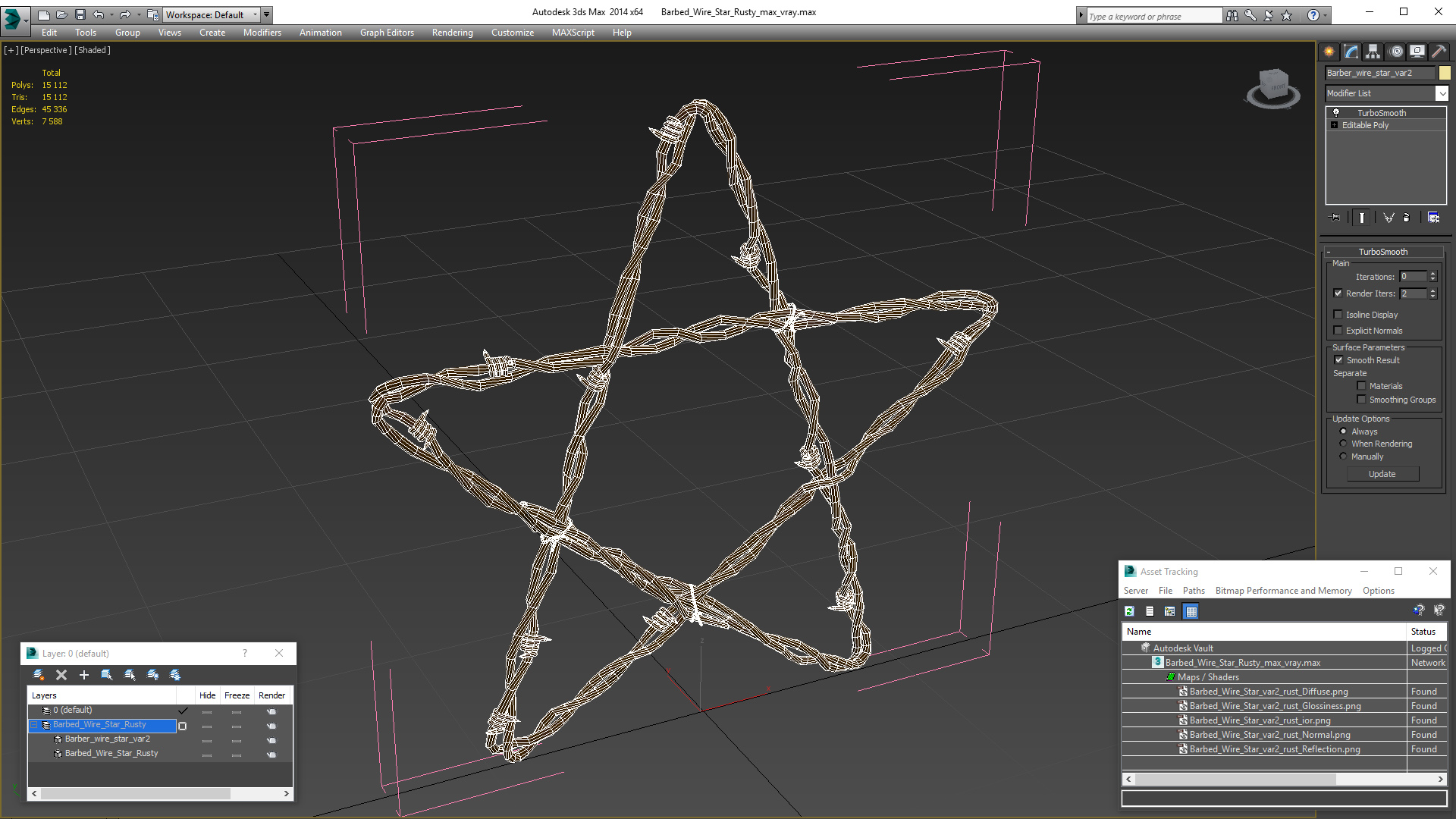 Barbed Wire Star Rusty 3D