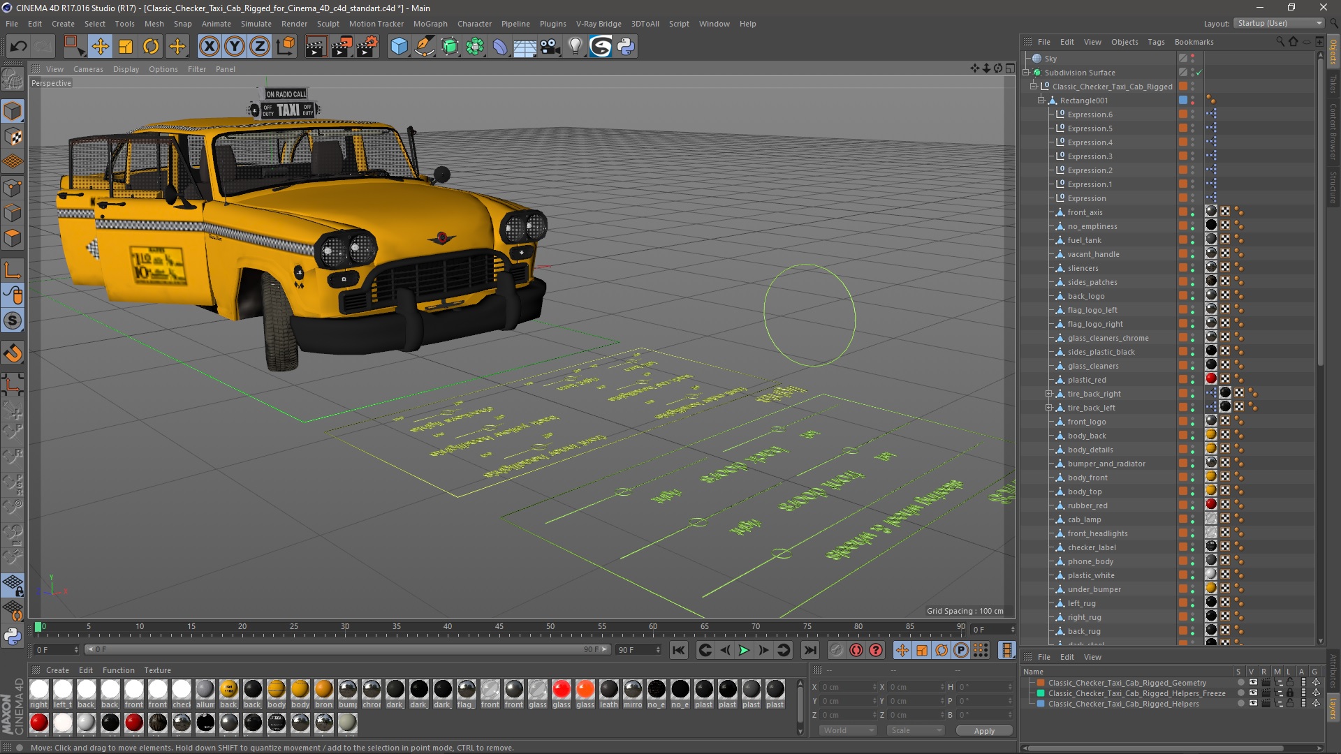3D model Classic Checker Taxi Cab Rigged for Cinema 4D