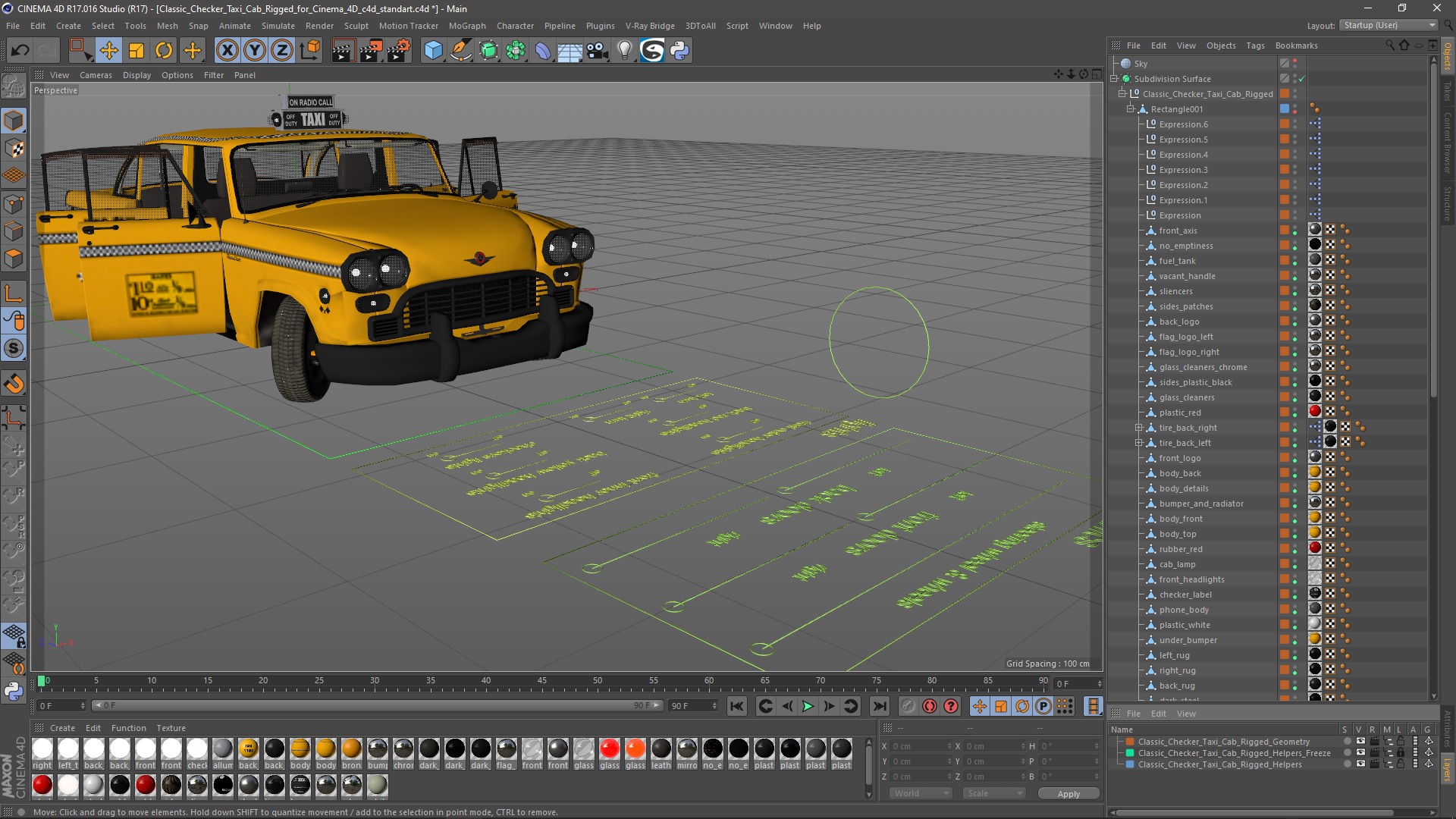 3D model Classic Checker Taxi Cab Rigged for Cinema 4D