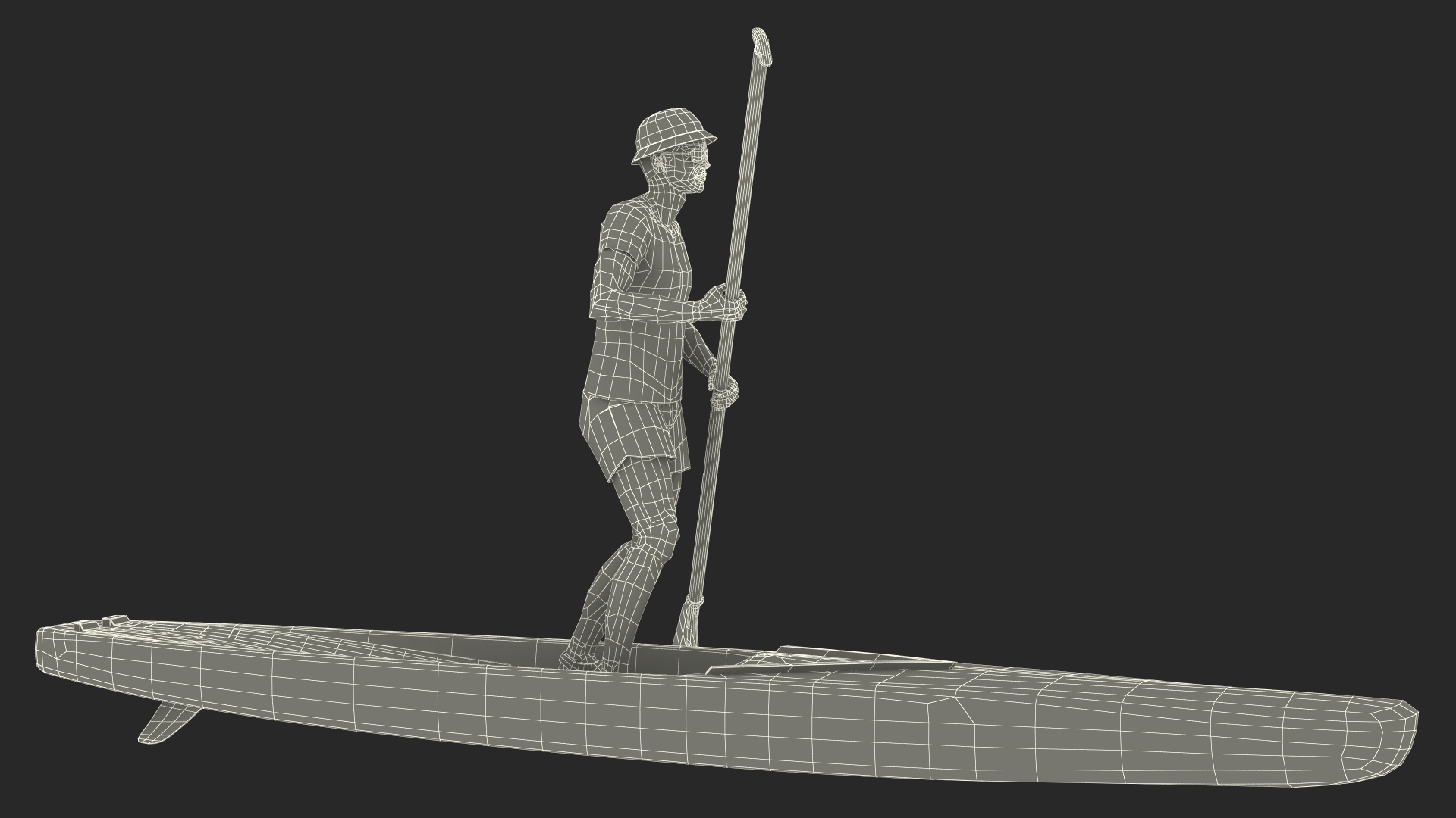 3D model Teen Boy Swimwear on Race SUP Board