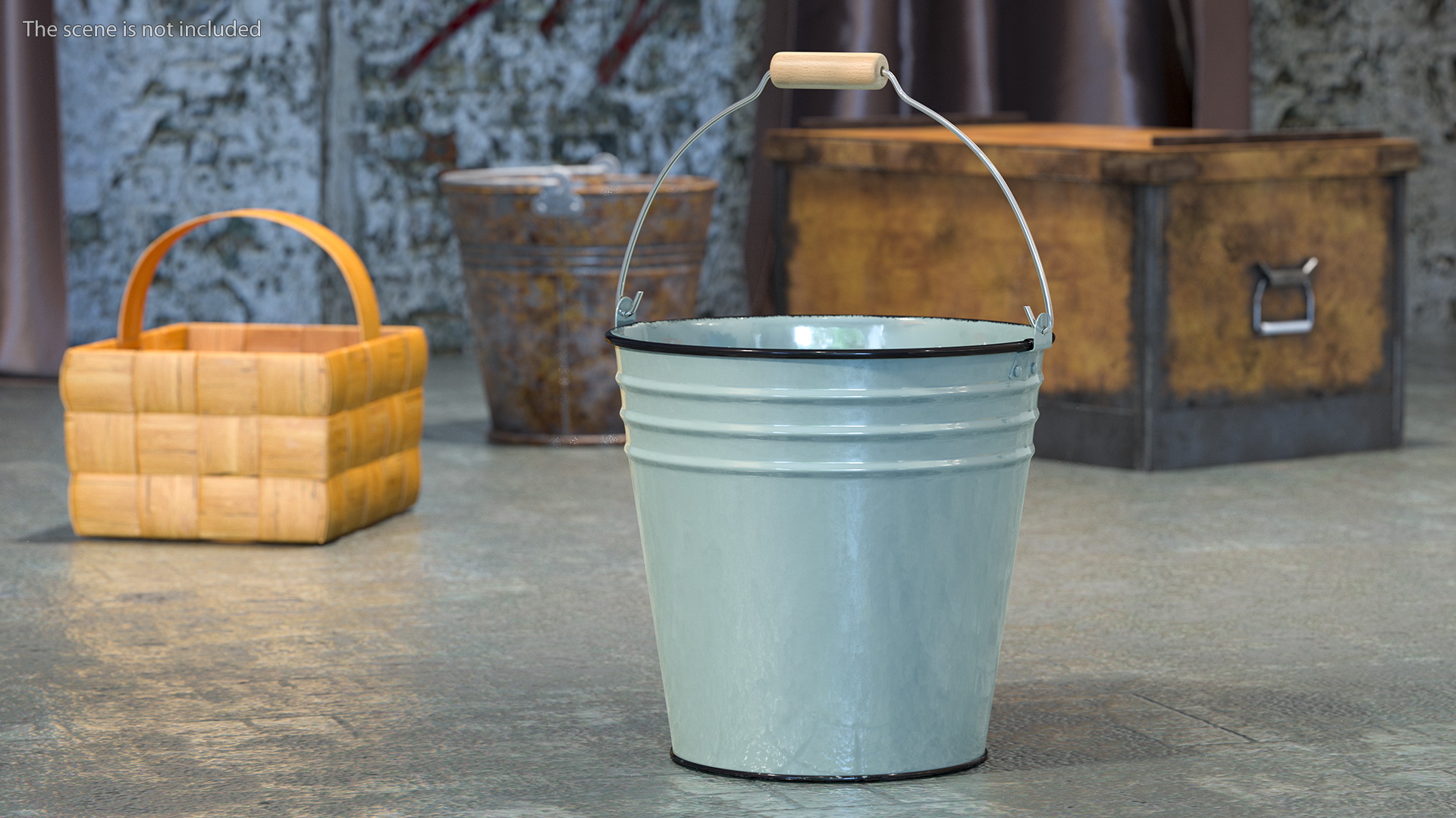 3D model Blue Enamel Bucket with Lid 5L