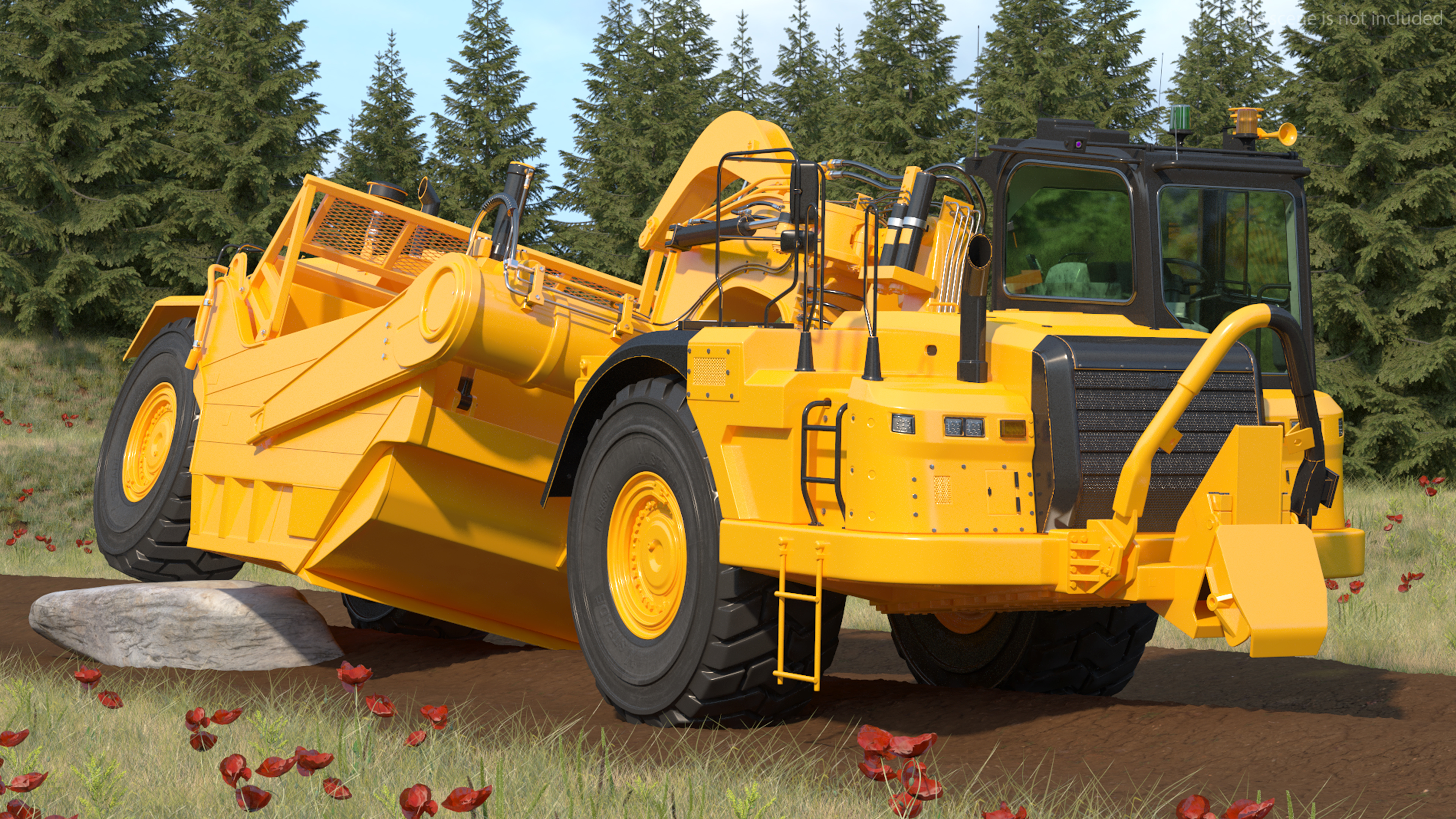 3D model Wheeled Tractor Scraper Rigged