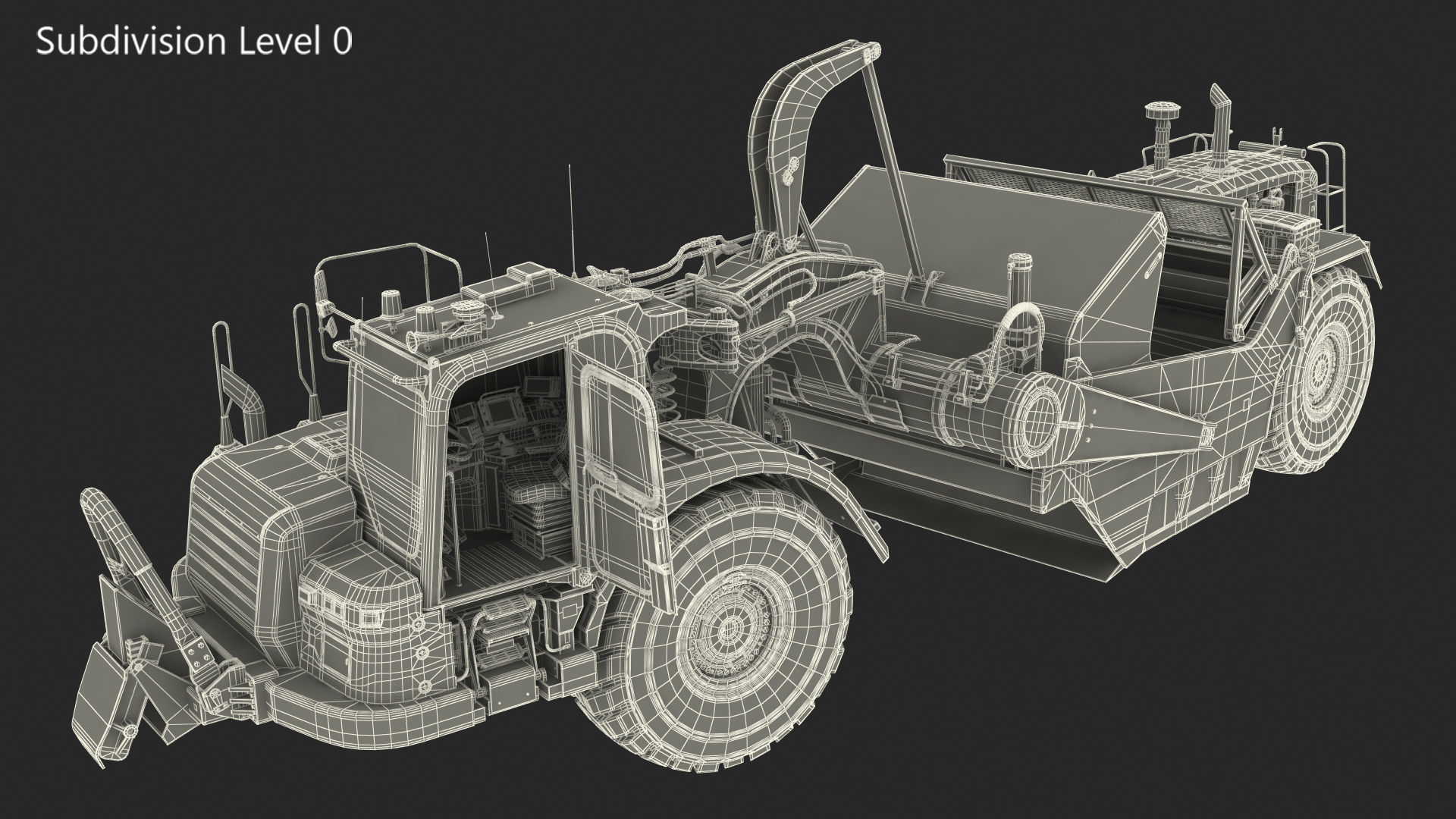 3D model Wheeled Tractor Scraper Rigged