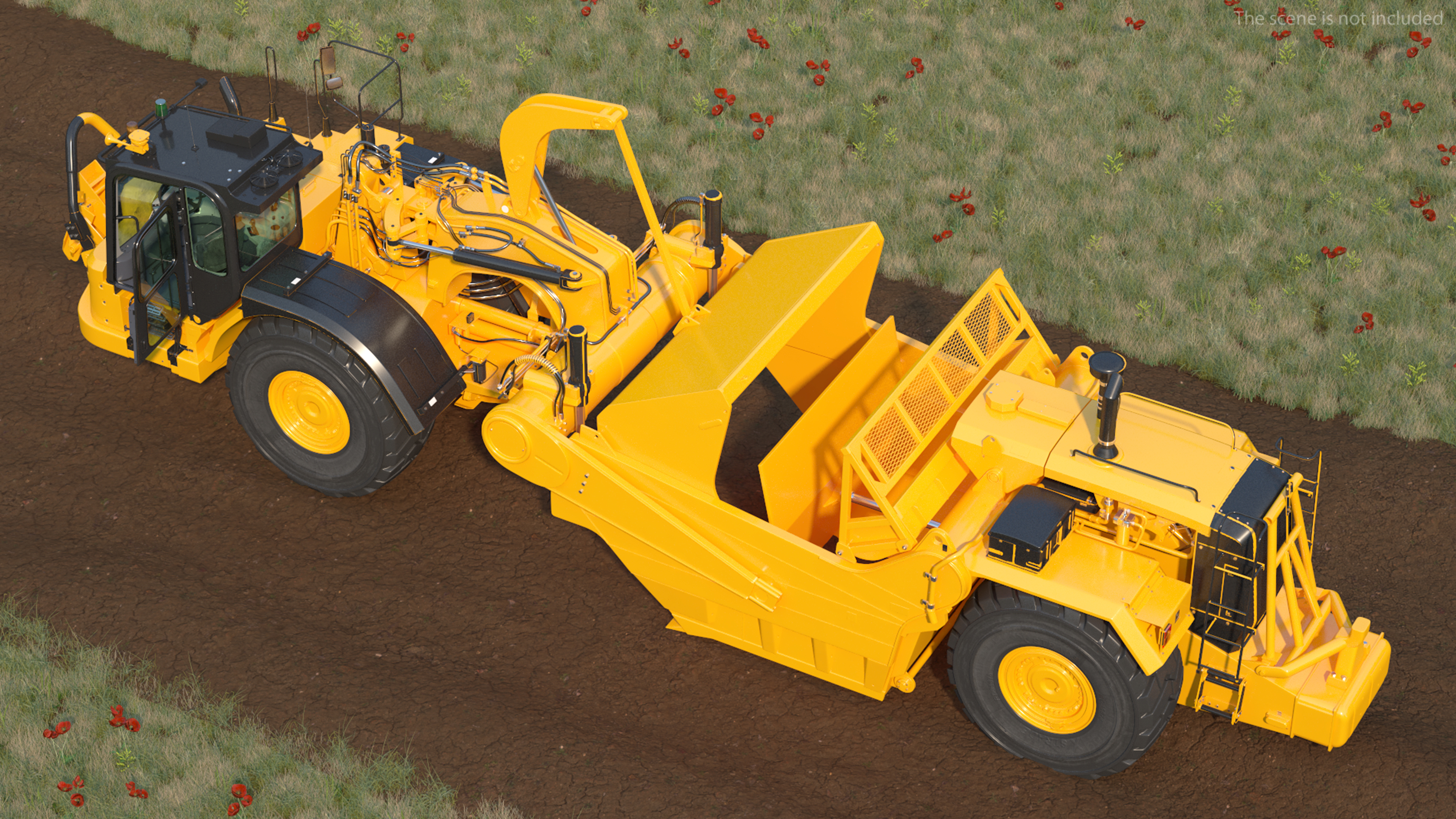 3D model Wheeled Tractor Scraper Rigged