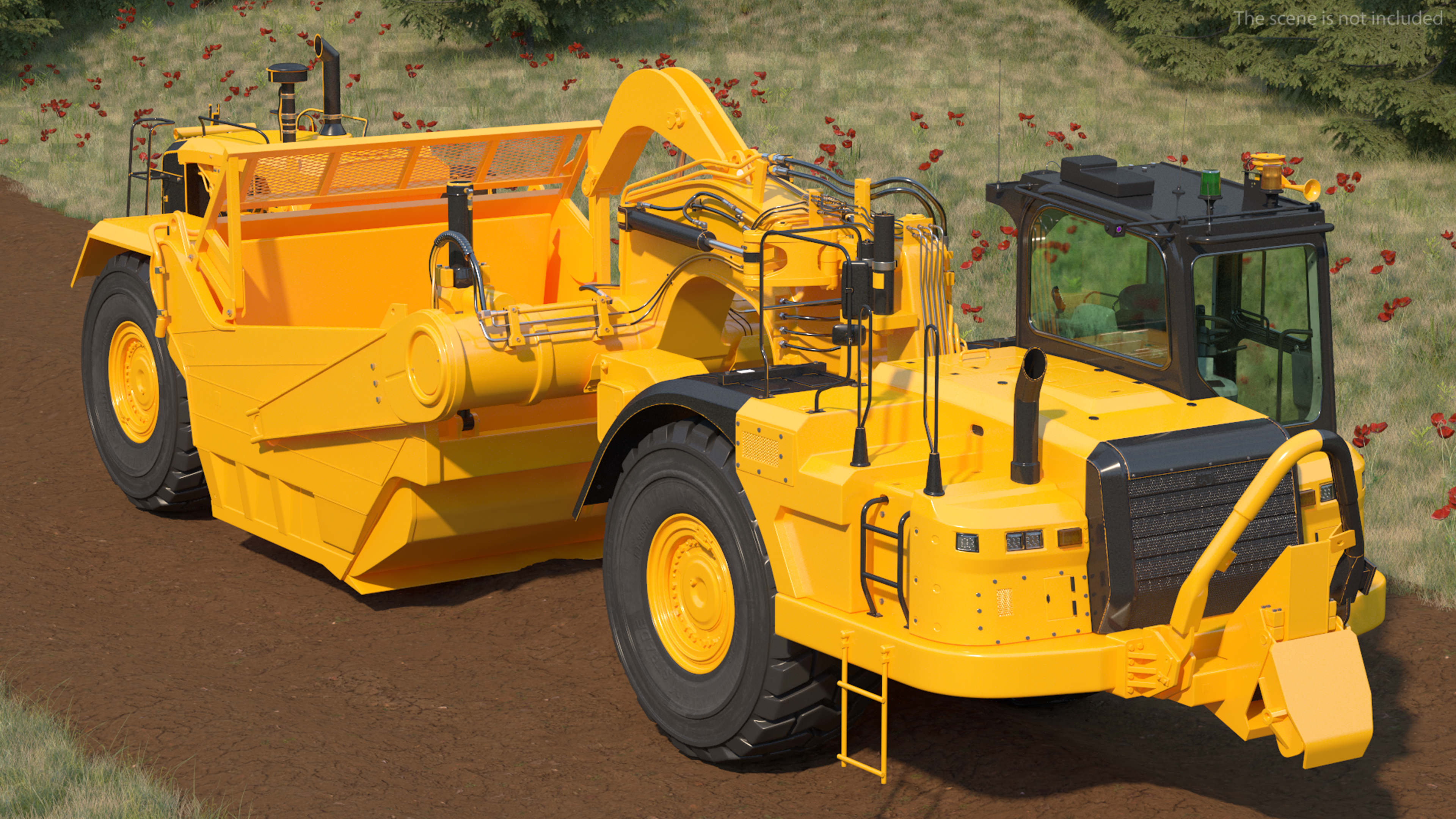 3D model Wheeled Tractor Scraper Rigged