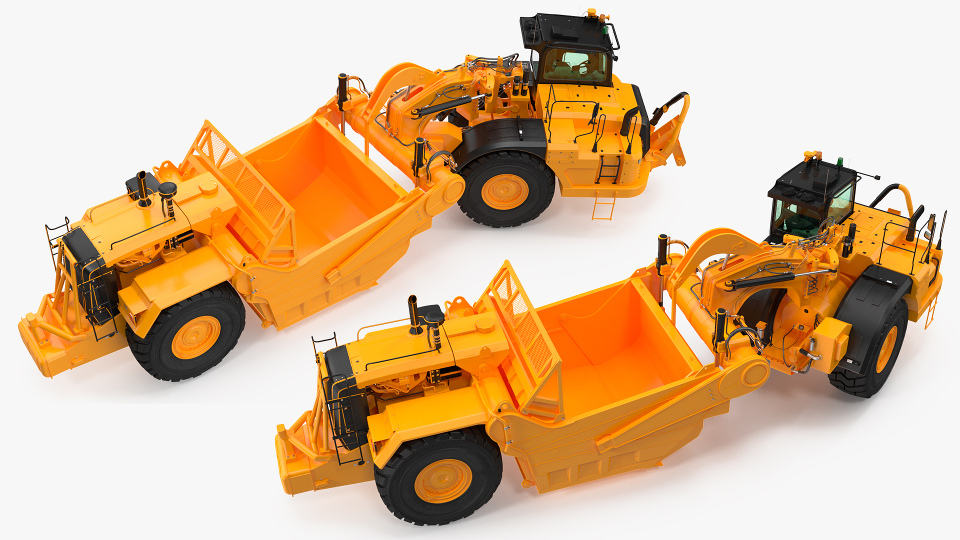 3D model Wheeled Tractor Scraper Rigged